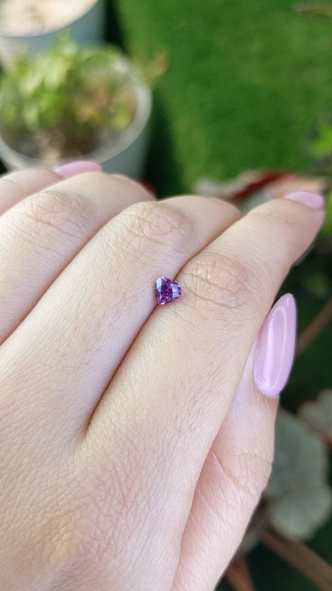 0.55 Ct. Pinkish Purple Sapphire from Ceylon (Sri Lanka) Size Video