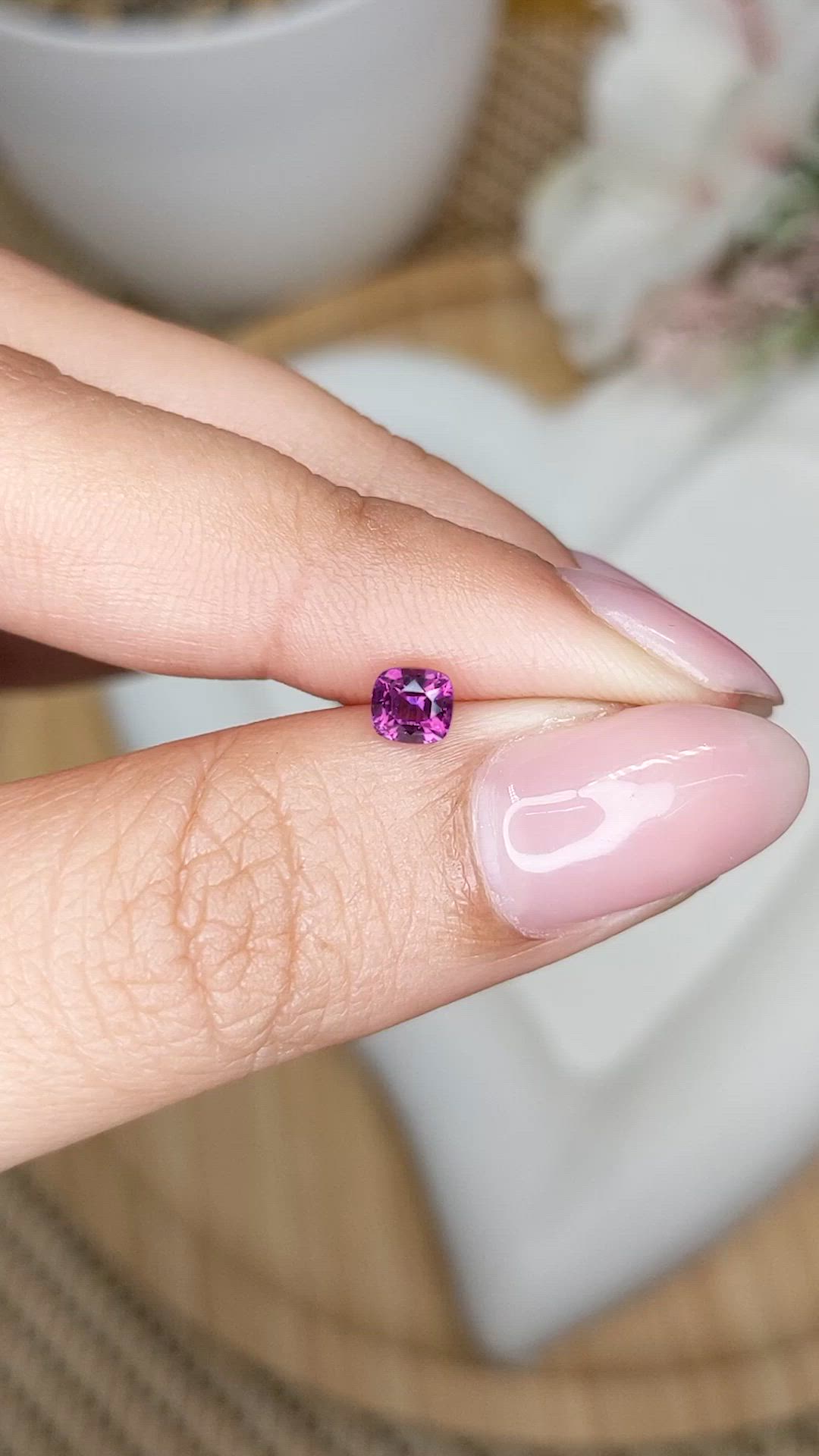 0.52 Ct. Pinkish Purple Sapphire from Ceylon (Sri Lanka) Size Video