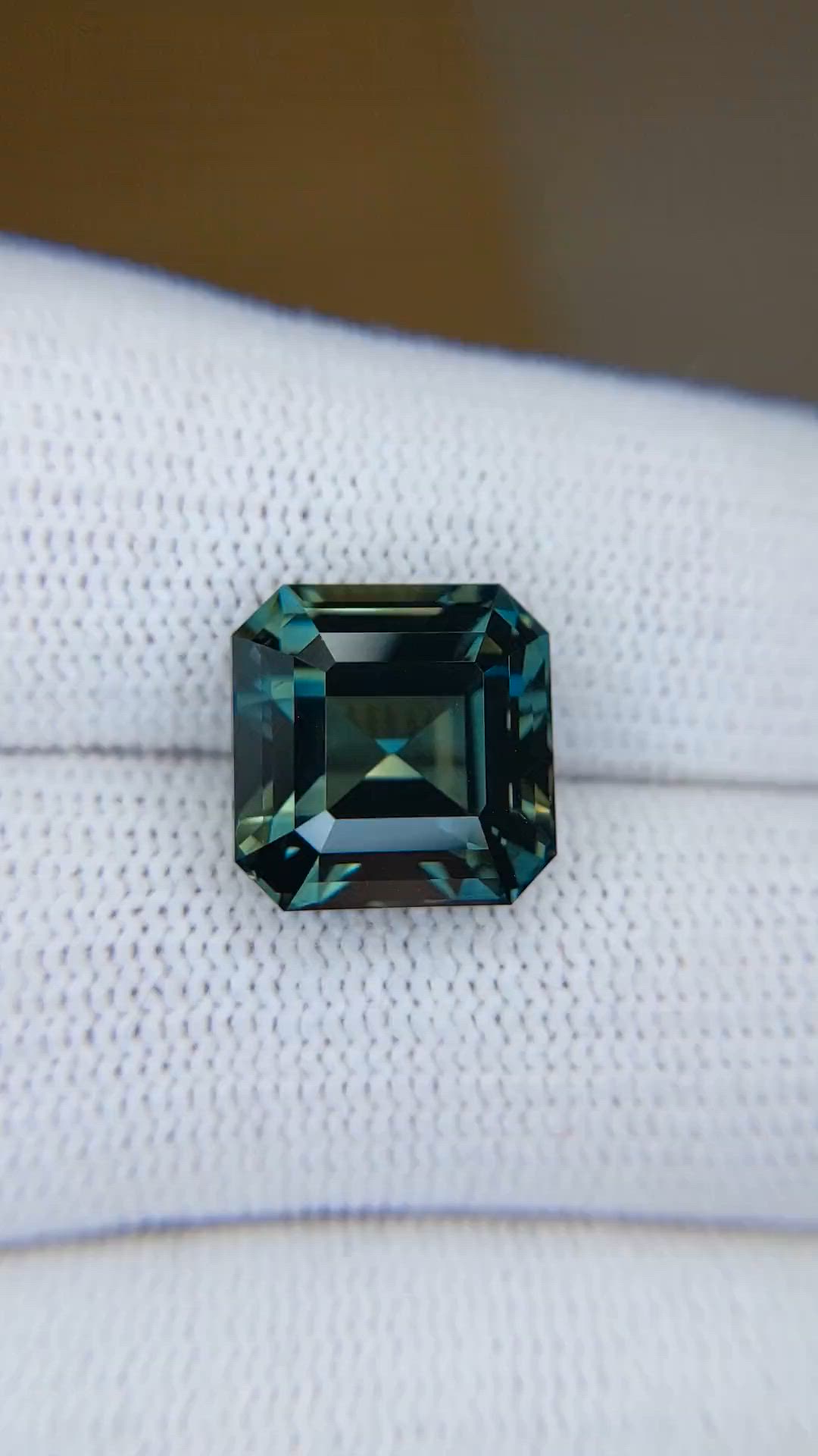 11.52 Ct. Bluish Green Sapphire from Madagascar Size Video