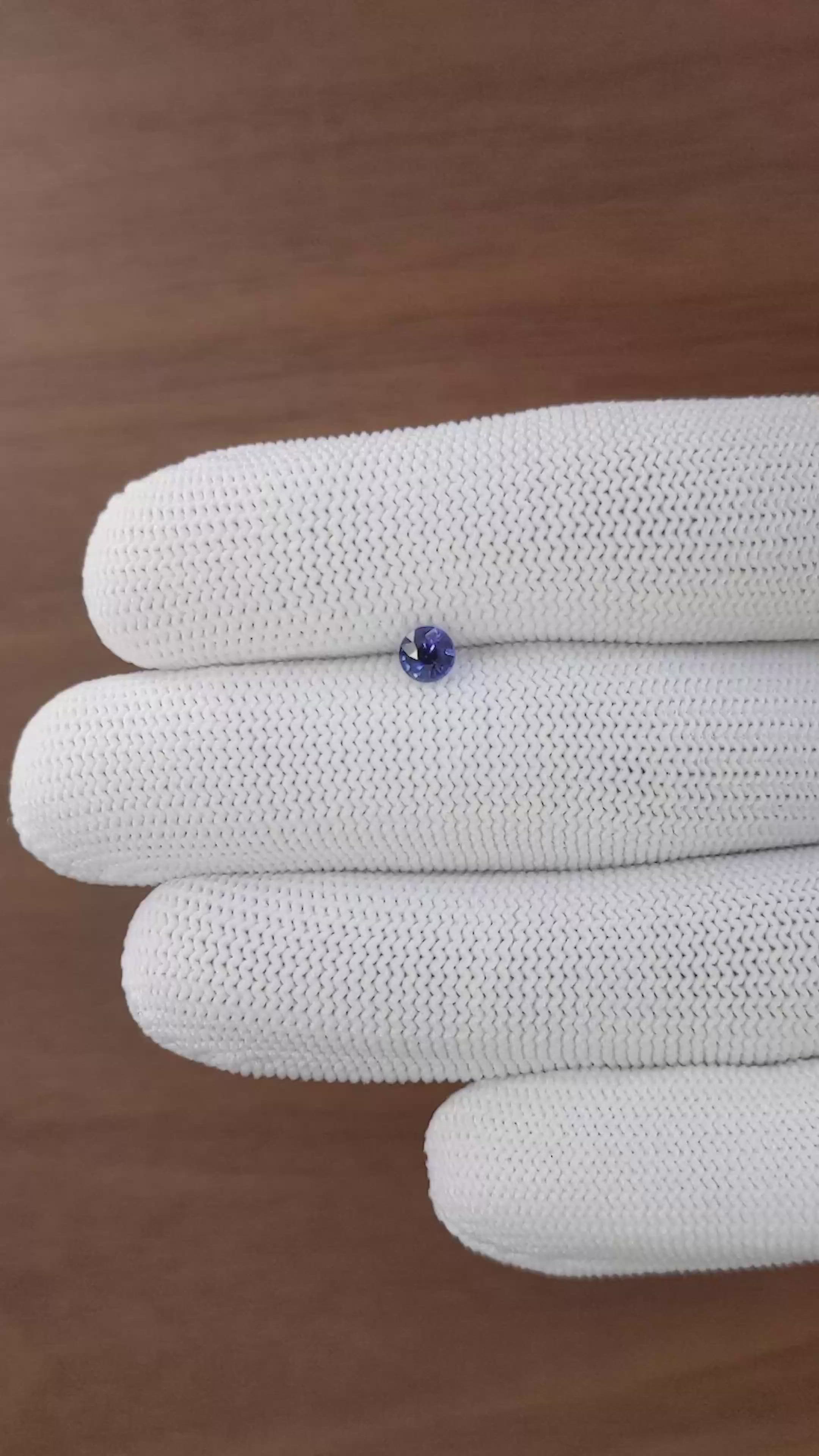 0.46 Ct. Purplish Blue Sapphire from Tanzania Size Video