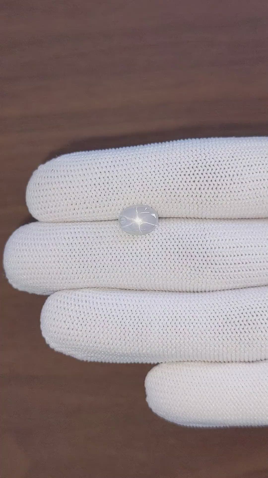 4.40 Ct. White Cabochon Star Sapphire from Ceylon (Sri Lanka) Size Video
