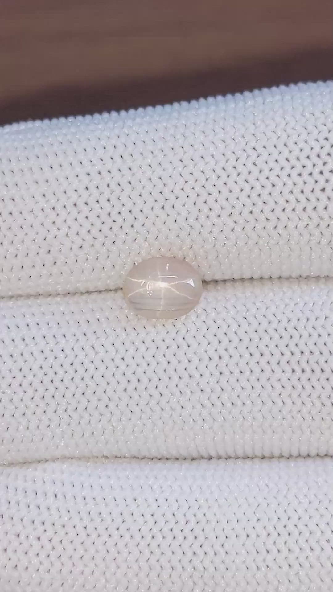 1.63 Ct. Peach Cabochon Star Sapphire from Ceylon (Sri Lanka) Size Video