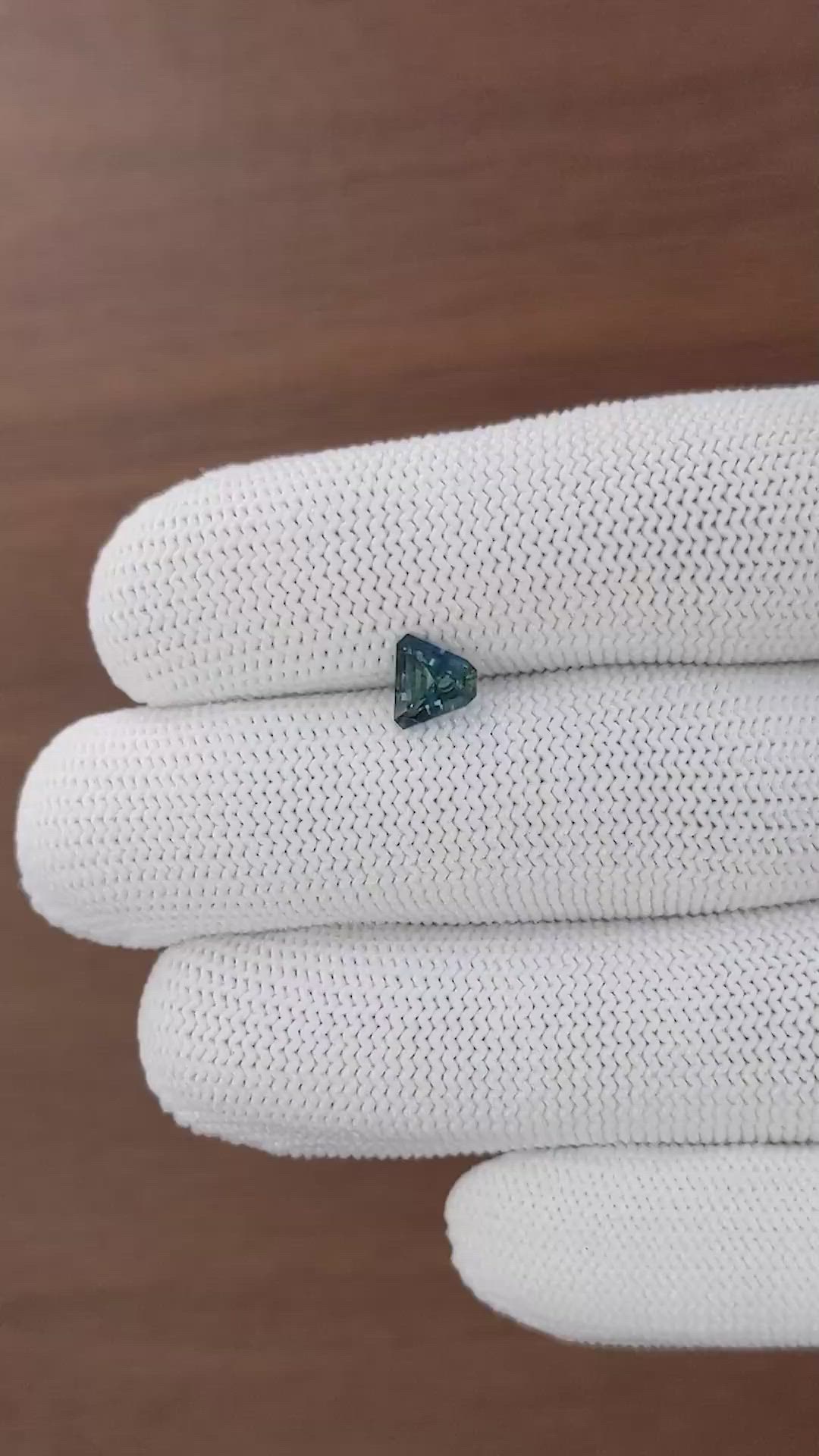 0.93 Ct. Greenish Blue Sapphire from Madagascar Size Video