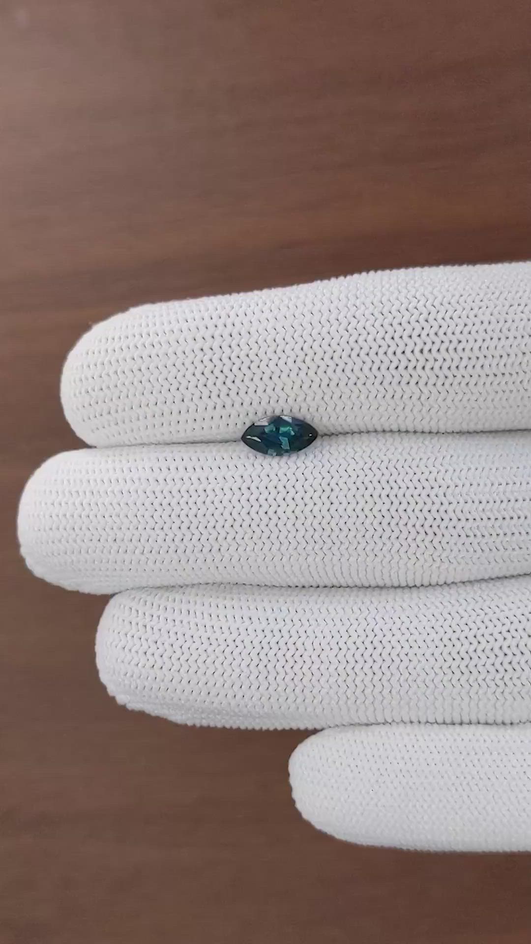 0.90 Ct. Greenish Blue Sapphire from Madagascar Size Video