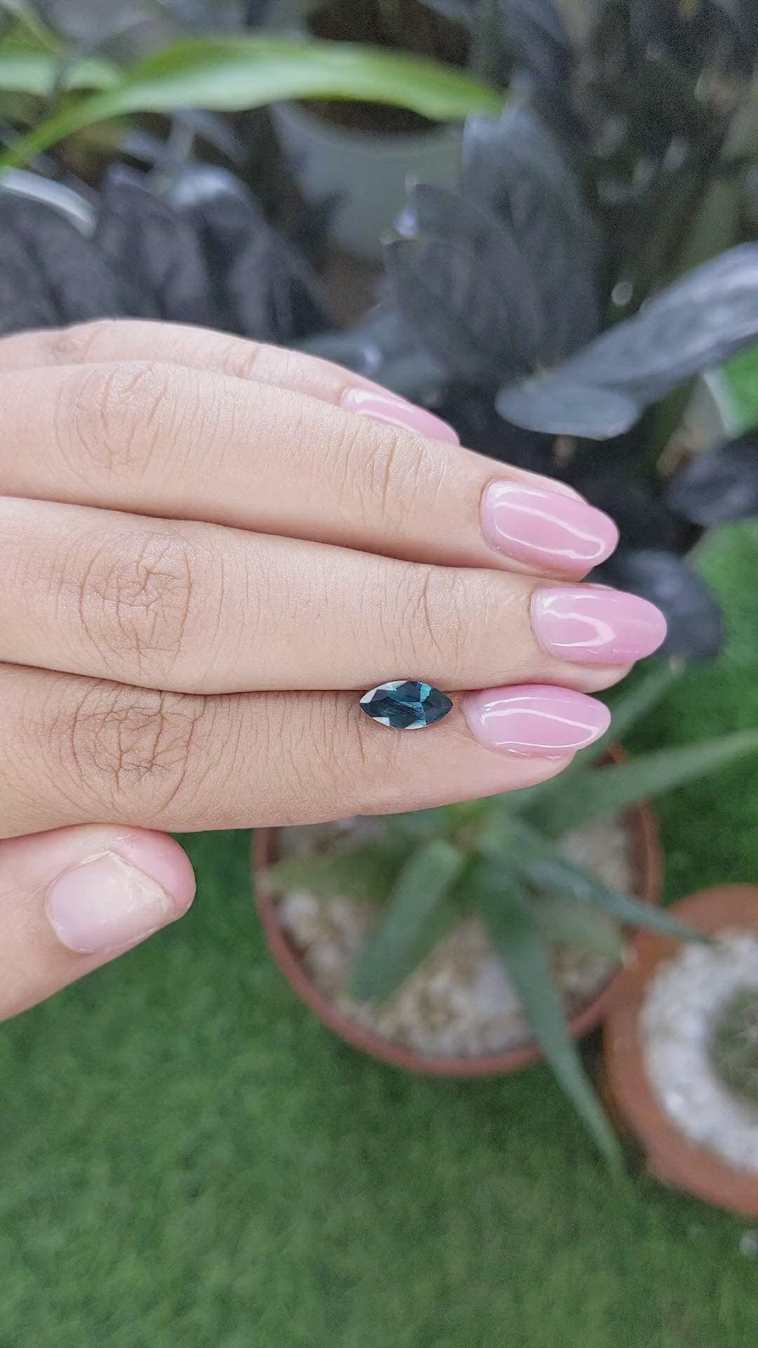 0.90 Ct. Greenish Blue Sapphire from Madagascar Size Video