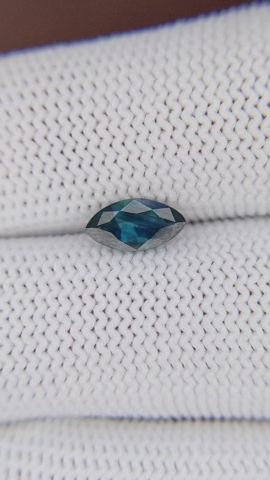 0.90 Ct. Greenish Blue Sapphire from Madagascar Size Video