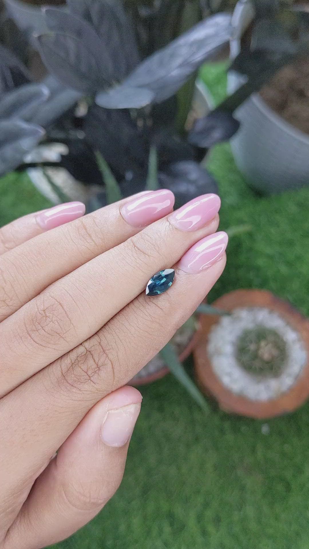 0.90 Ct. Greenish Blue Sapphire from Madagascar Size Video