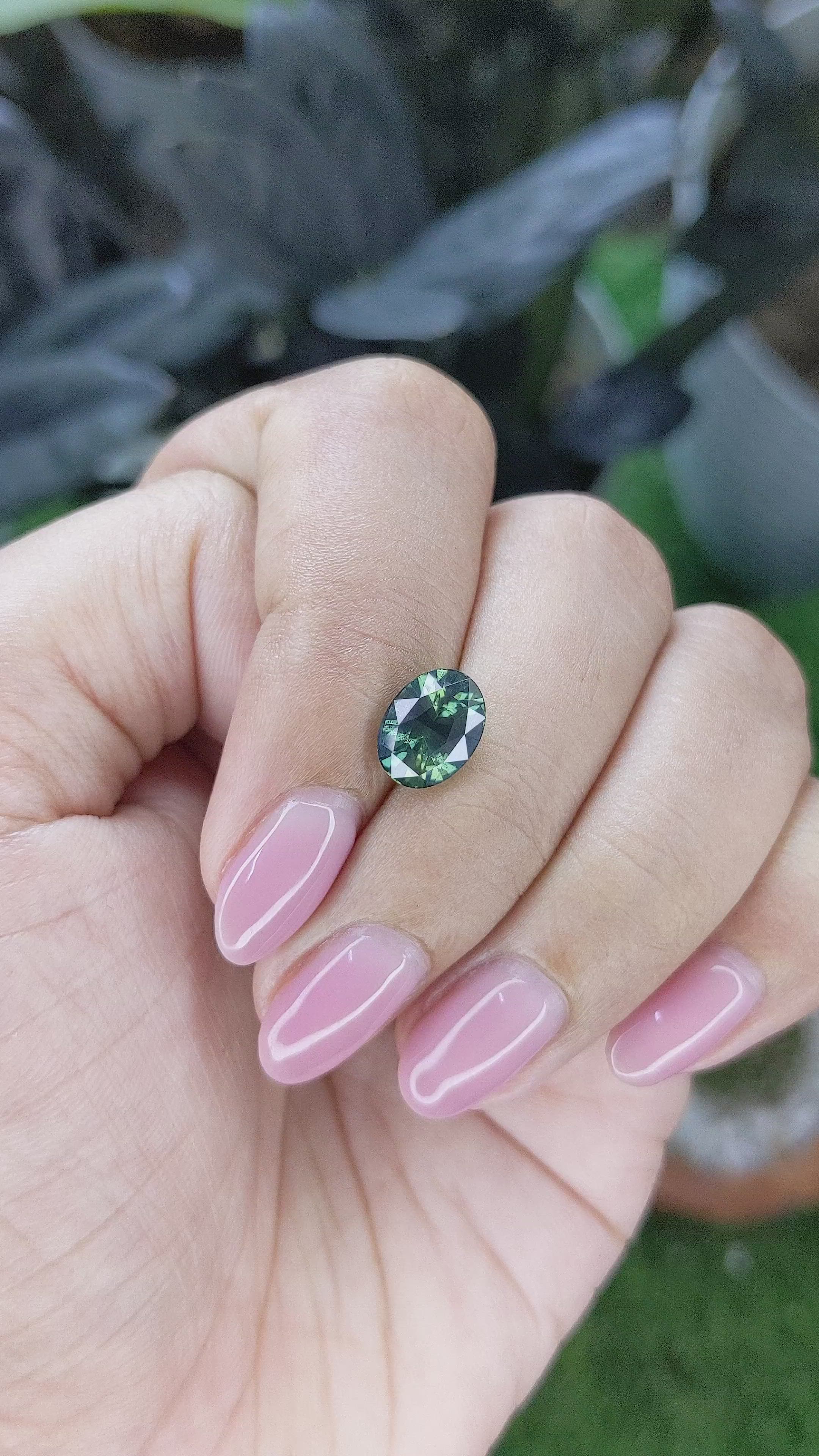 2.52 Ct. Bluish Green Sapphire from Madagascar Size Video