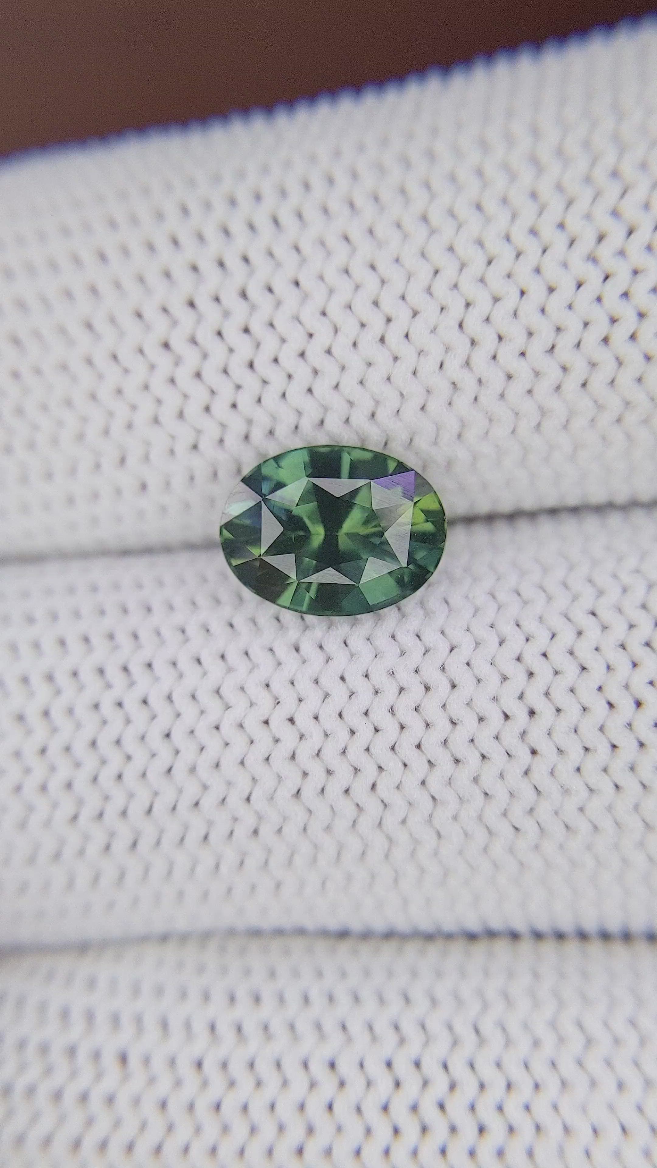 2.52 Ct. Bluish Green Sapphire from Madagascar Size Video