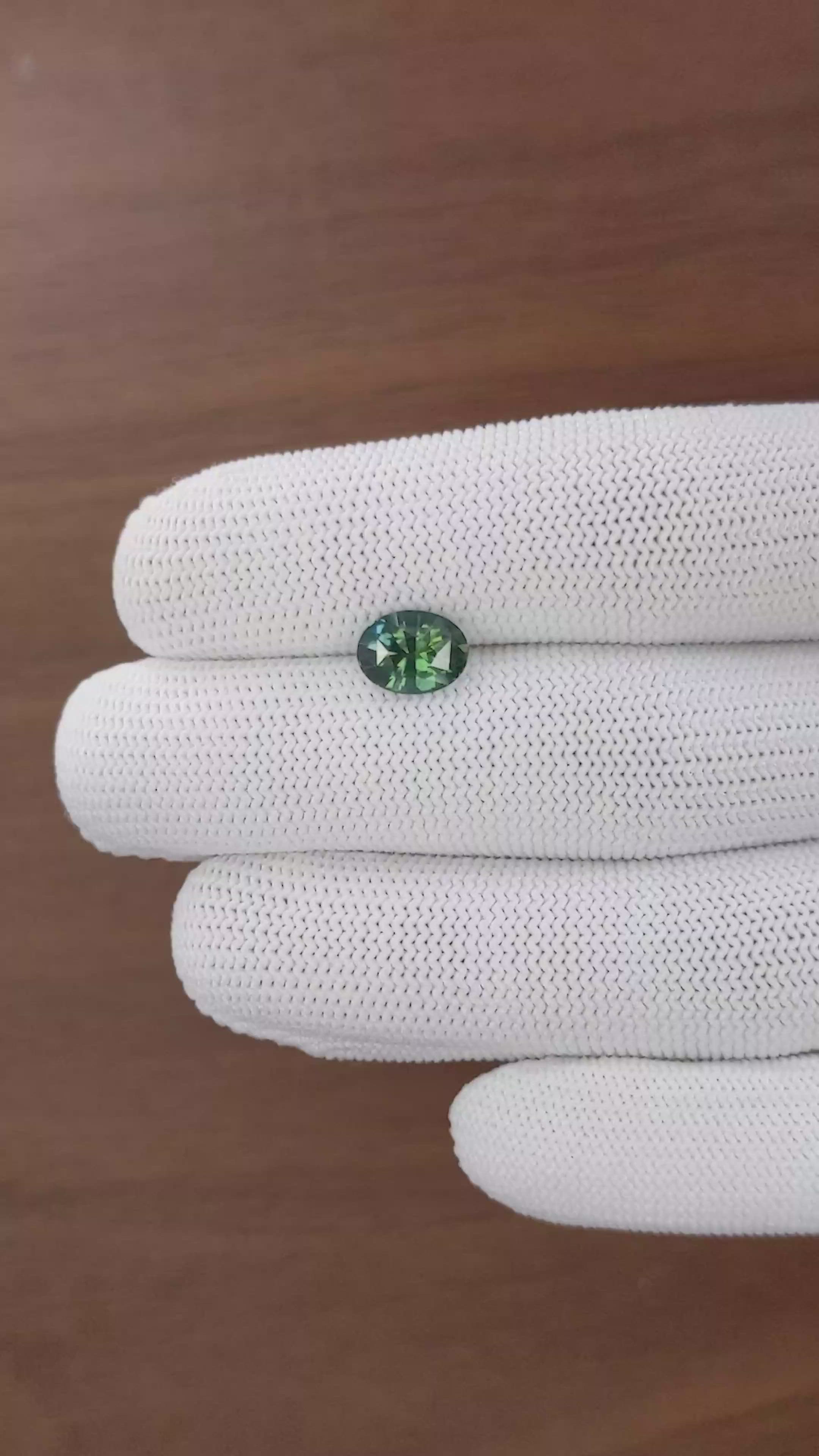 2.52 Ct. Bluish Green Sapphire from Madagascar Size Video