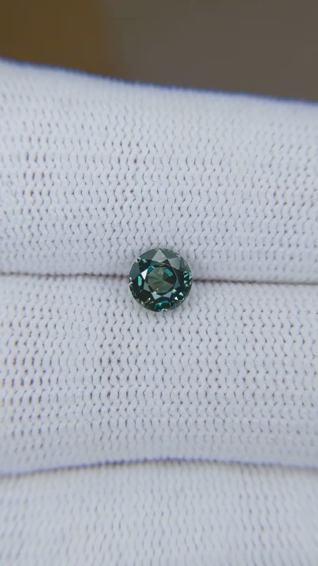 1.12 Ct. Bluish Green Sapphire from Montana Size Video