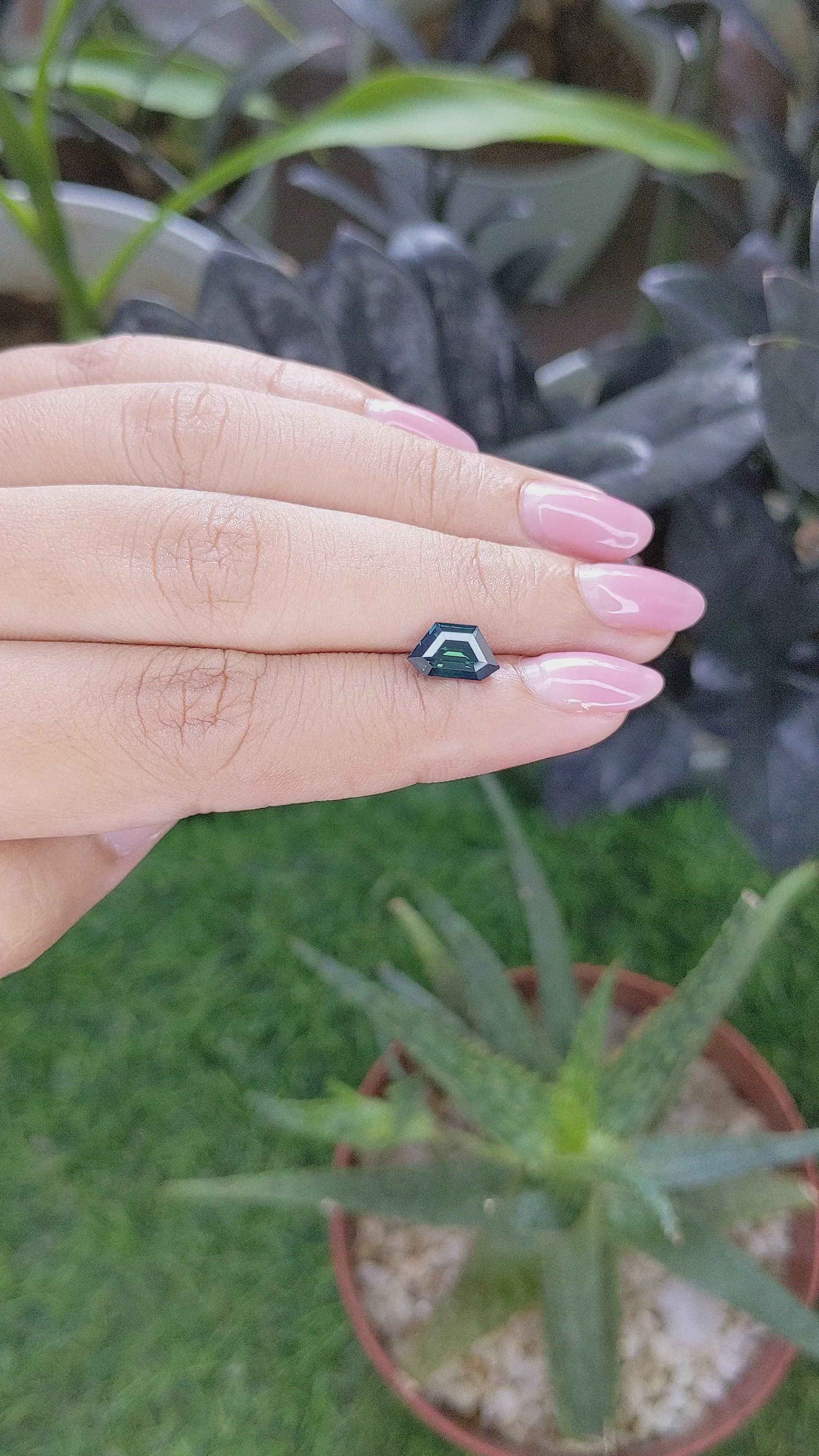 1.72 Ct. Bluish Green Sapphire from Madagascar Size Video