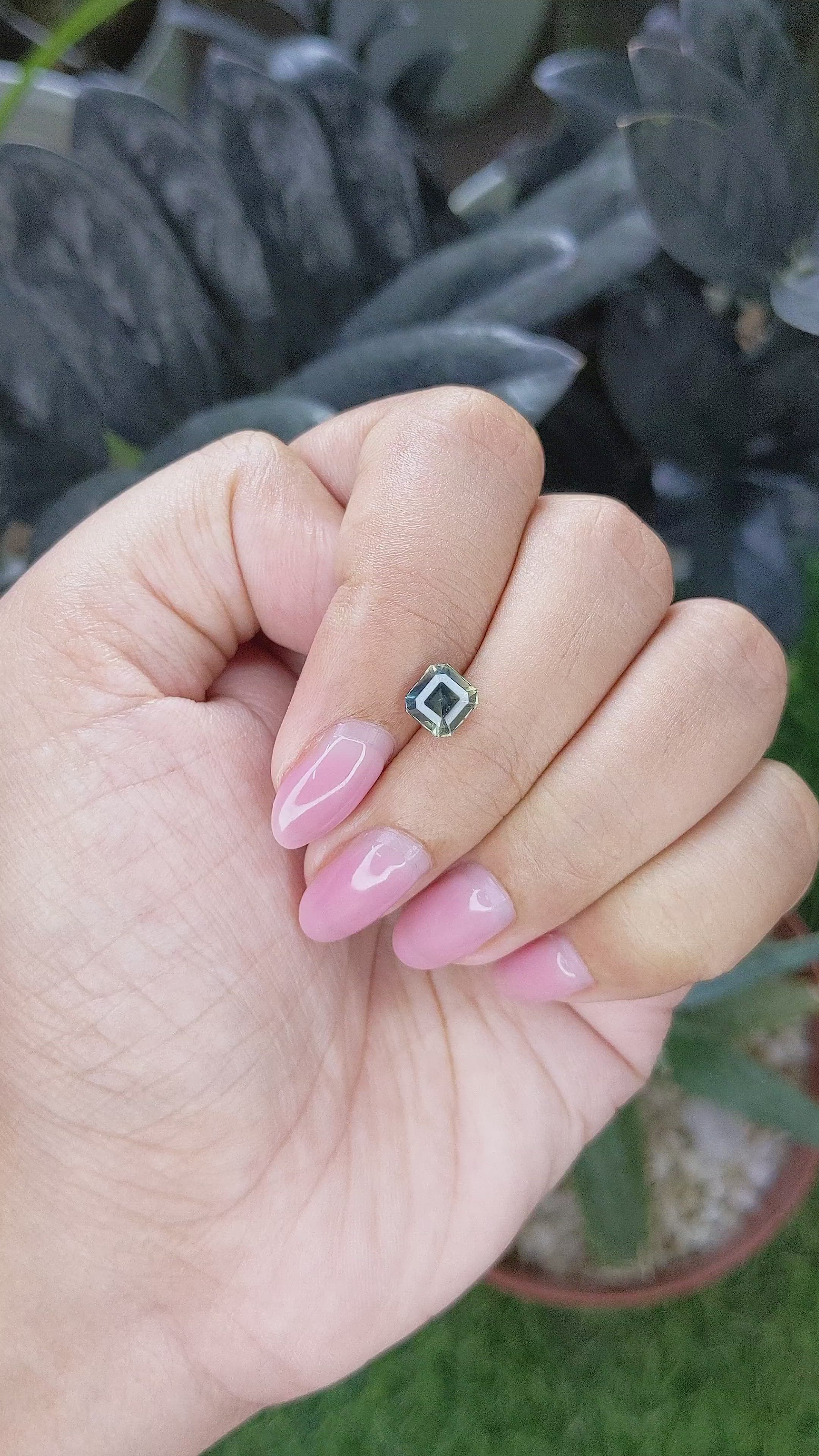 1.43 Ct. Bluish Green Sapphire from Madagascar Size Video