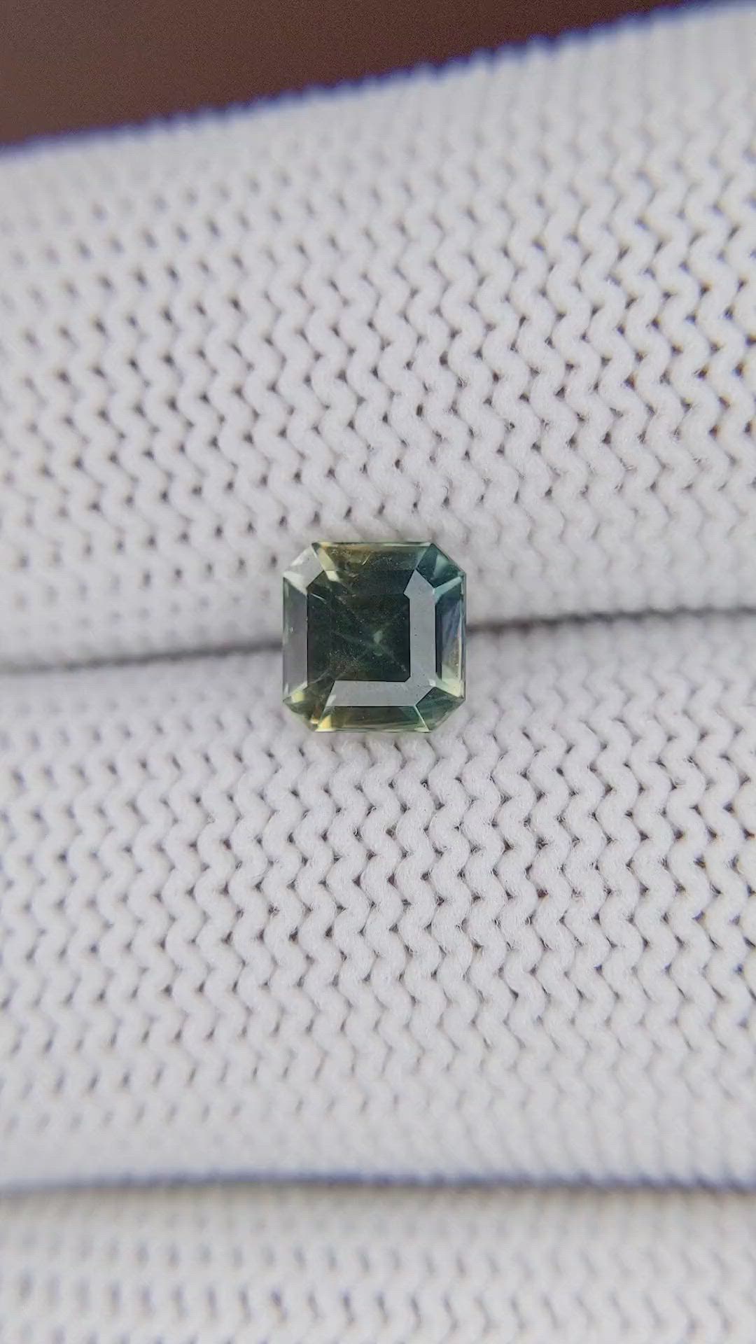 1.43 Ct. Bluish Green Sapphire from Madagascar Size Video