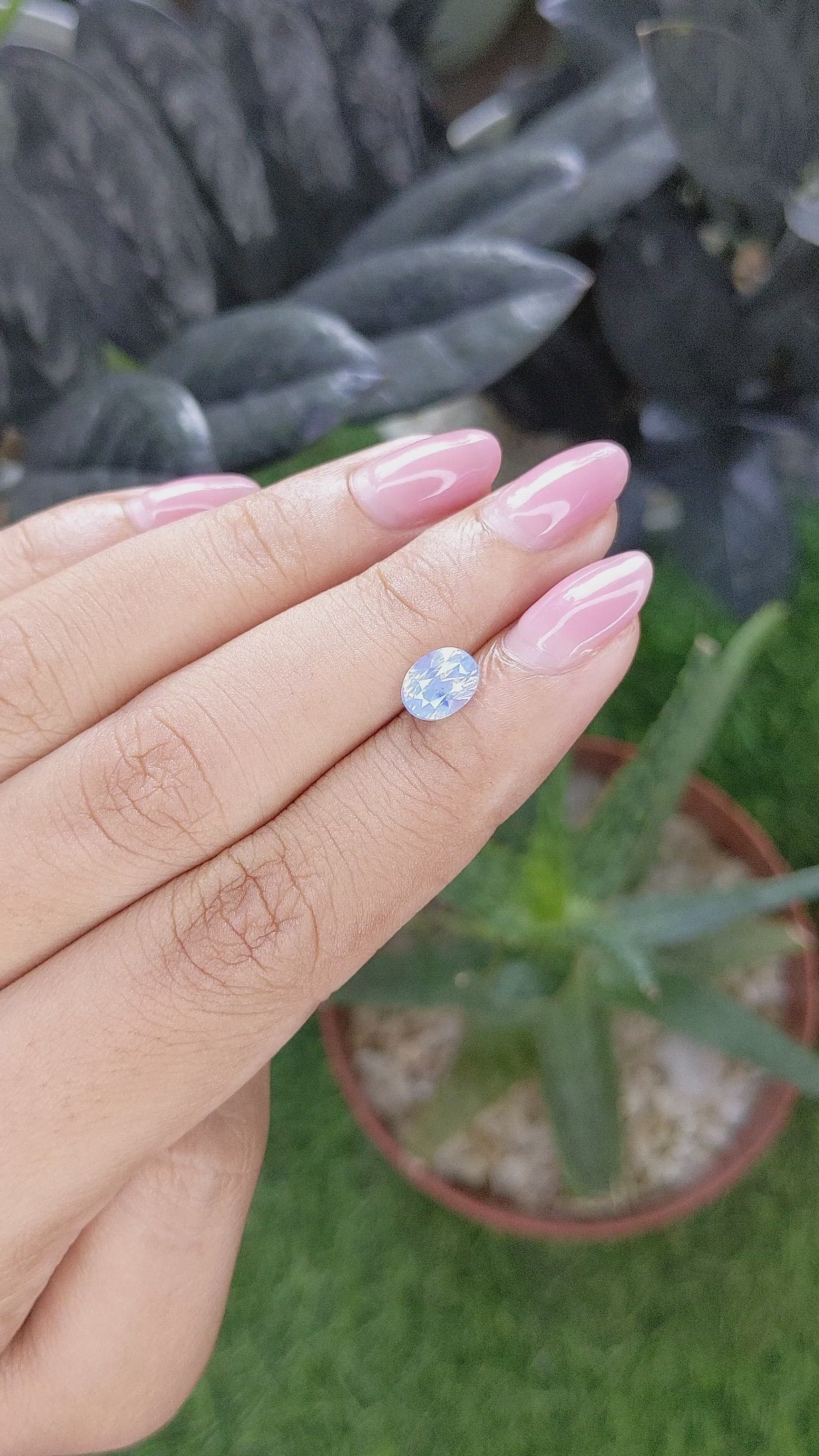 1.58 Ct. Blue Opalescence Sapphire from Ceylon (Sri Lanka) Size Video