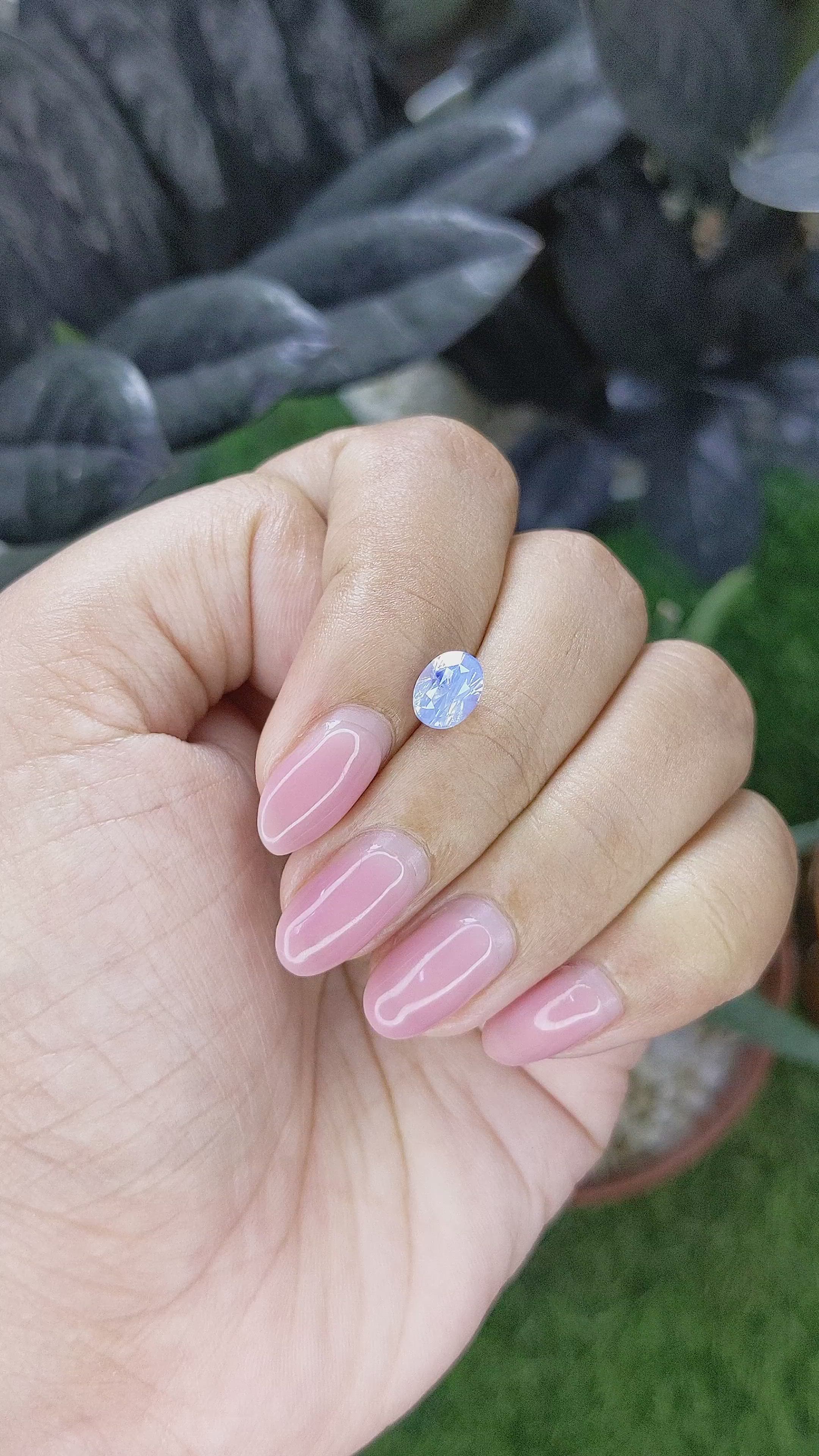 1.58 Ct. Blue Opalescence Sapphire from Ceylon (Sri Lanka) Size Video