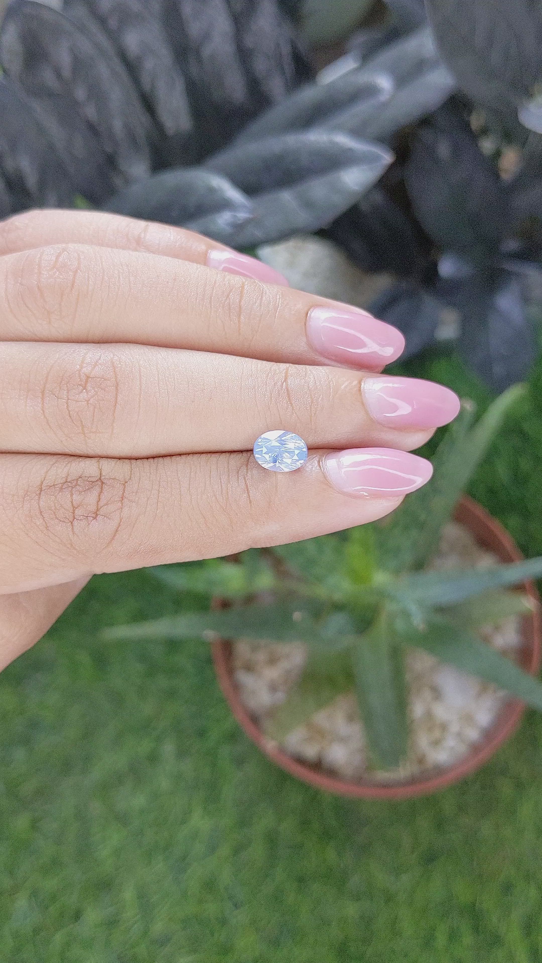1.58 Ct. Blue Opalescence Sapphire from Ceylon (Sri Lanka) Size Video