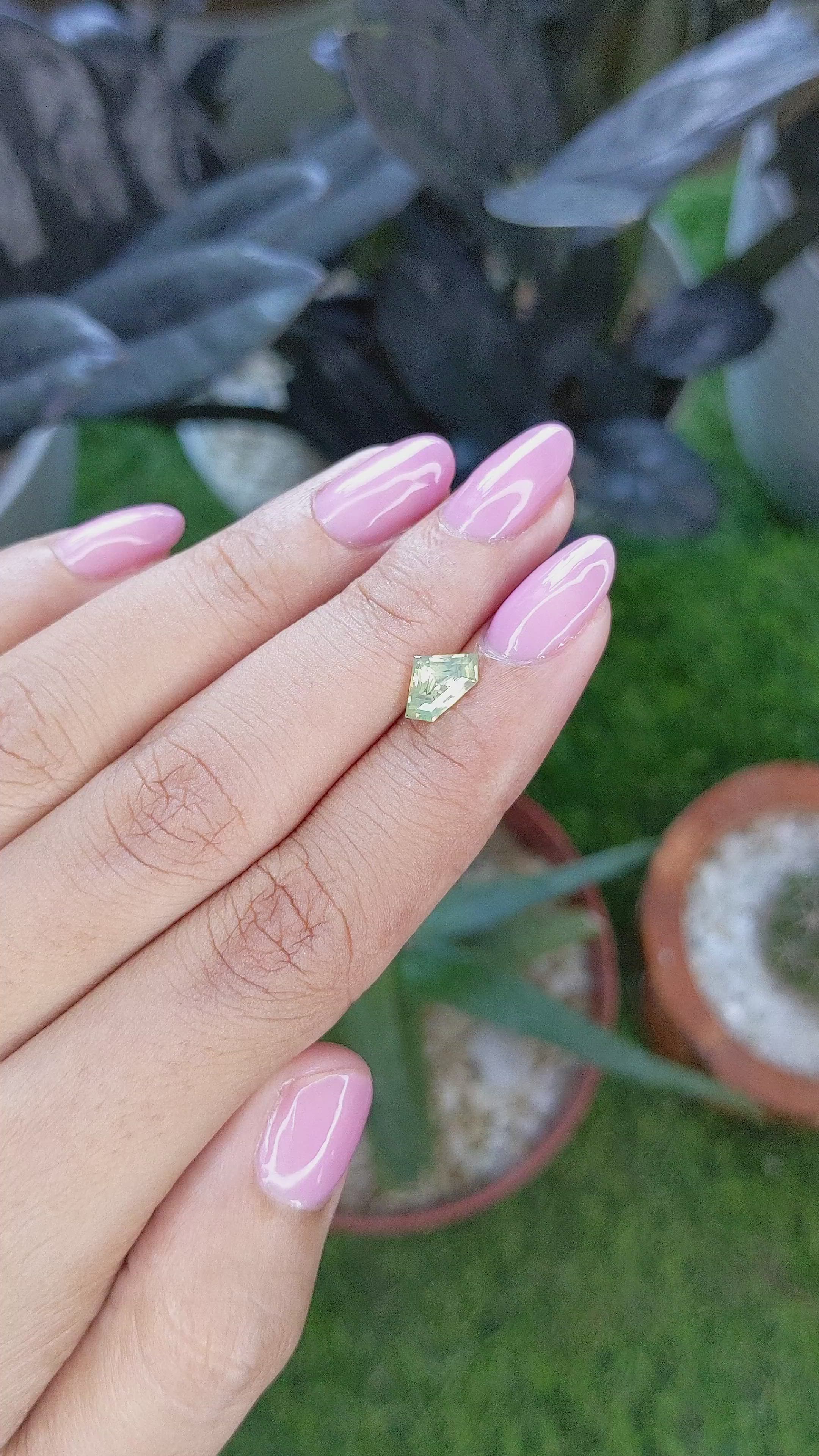 1.03 Ct. Yellowish Green Sapphire from Madagascar Size Video