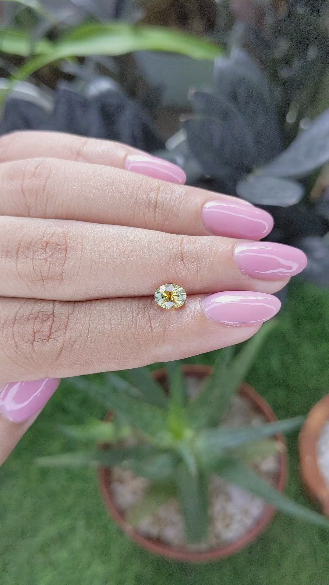 1.02 Ct. Greenish Yellow Sapphire from Ceylon (Sri Lanka) Size Video