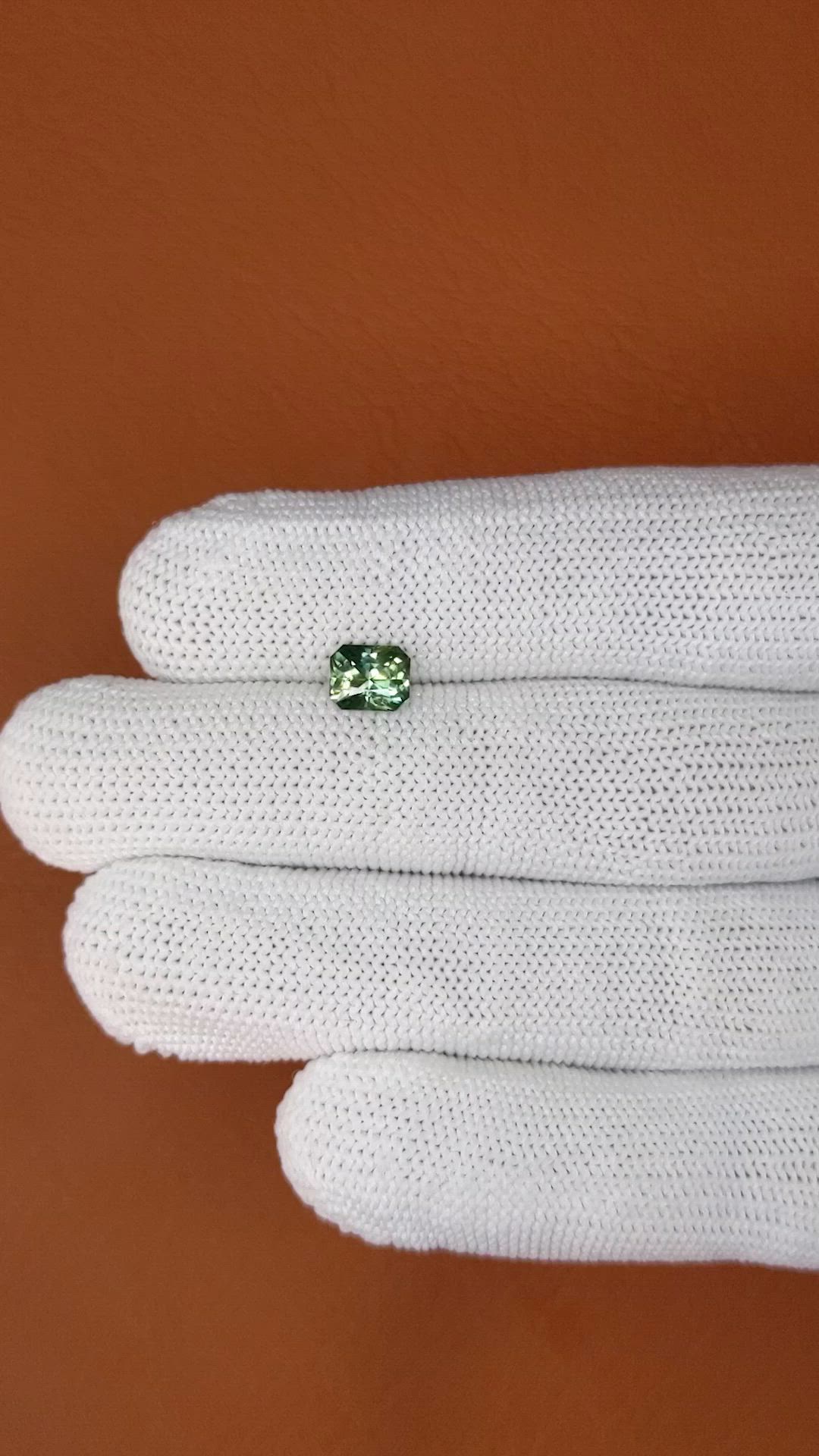 1.17 Ct. Bluish Green Sapphire from Madagascar Size Video