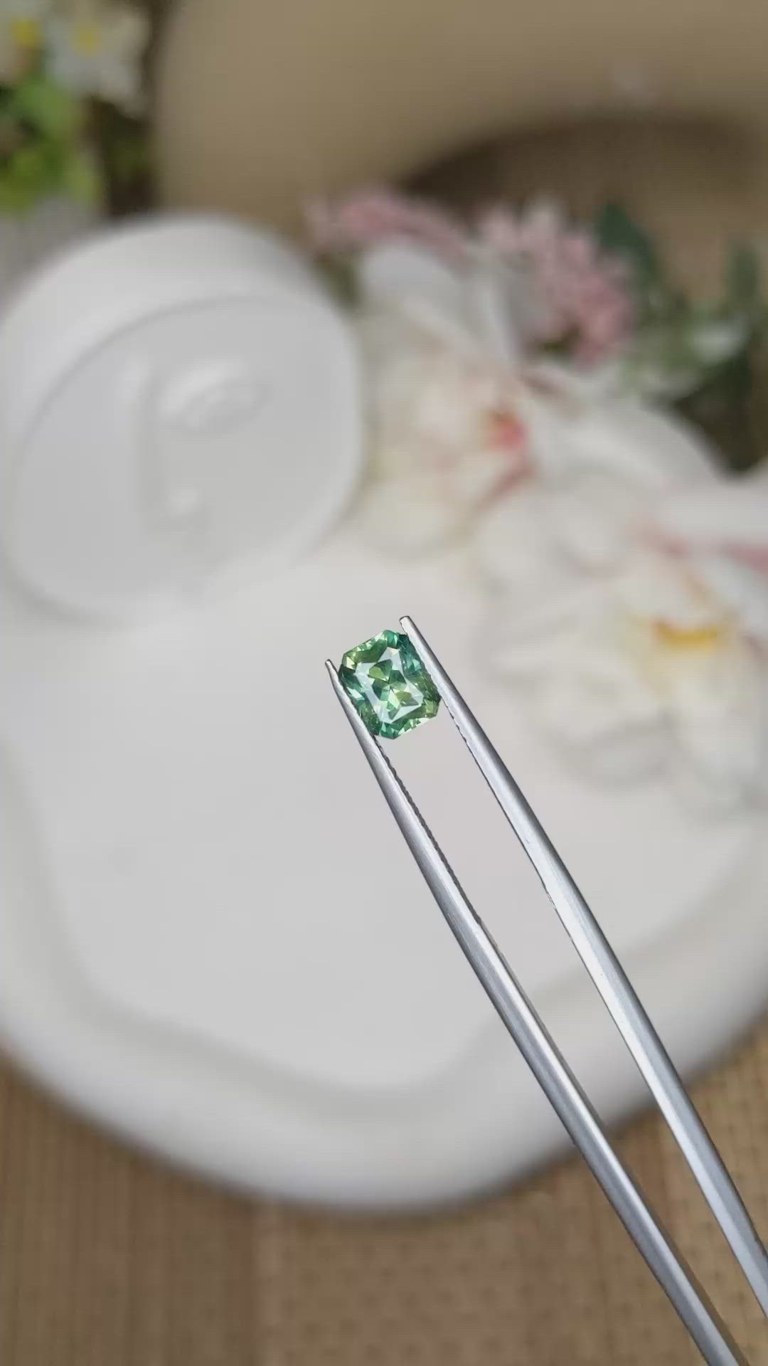 1.17 Ct. Bluish Green Sapphire from Madagascar Size Video