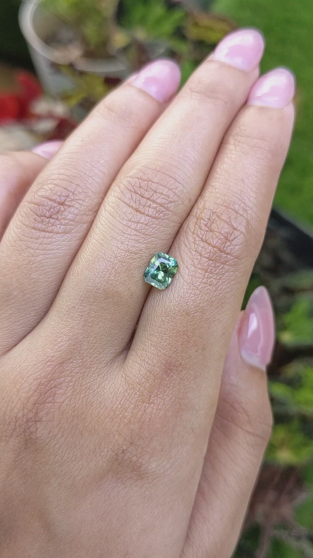 1.17 Ct. Bluish Green Sapphire from Madagascar Size Video