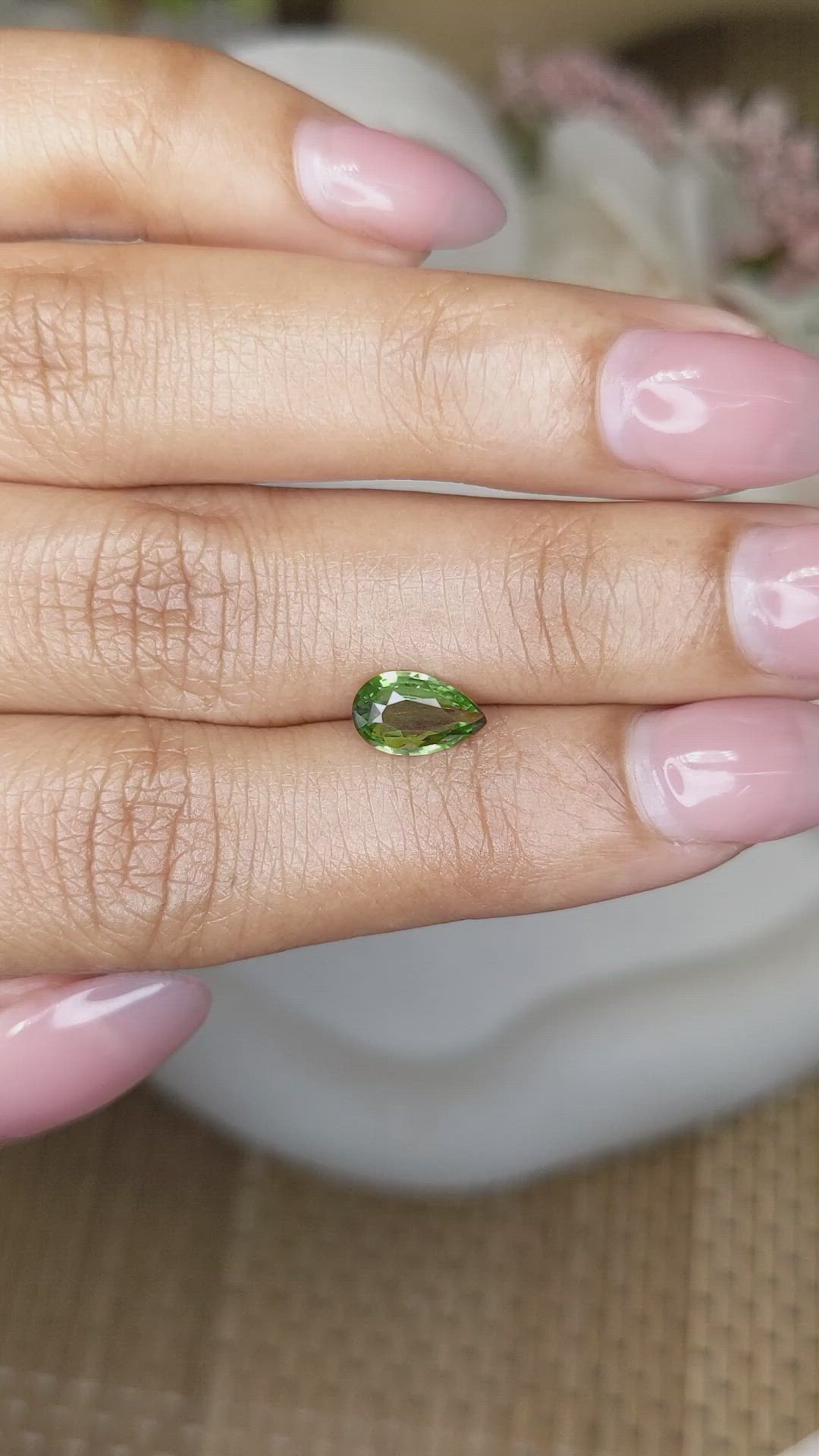 1.11 Ct. Yellowish Green Sapphire from Madagascar Size Video