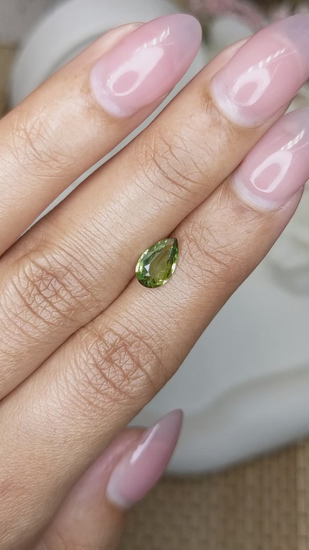 1.11 Ct. Yellowish Green Sapphire from Madagascar Size Video