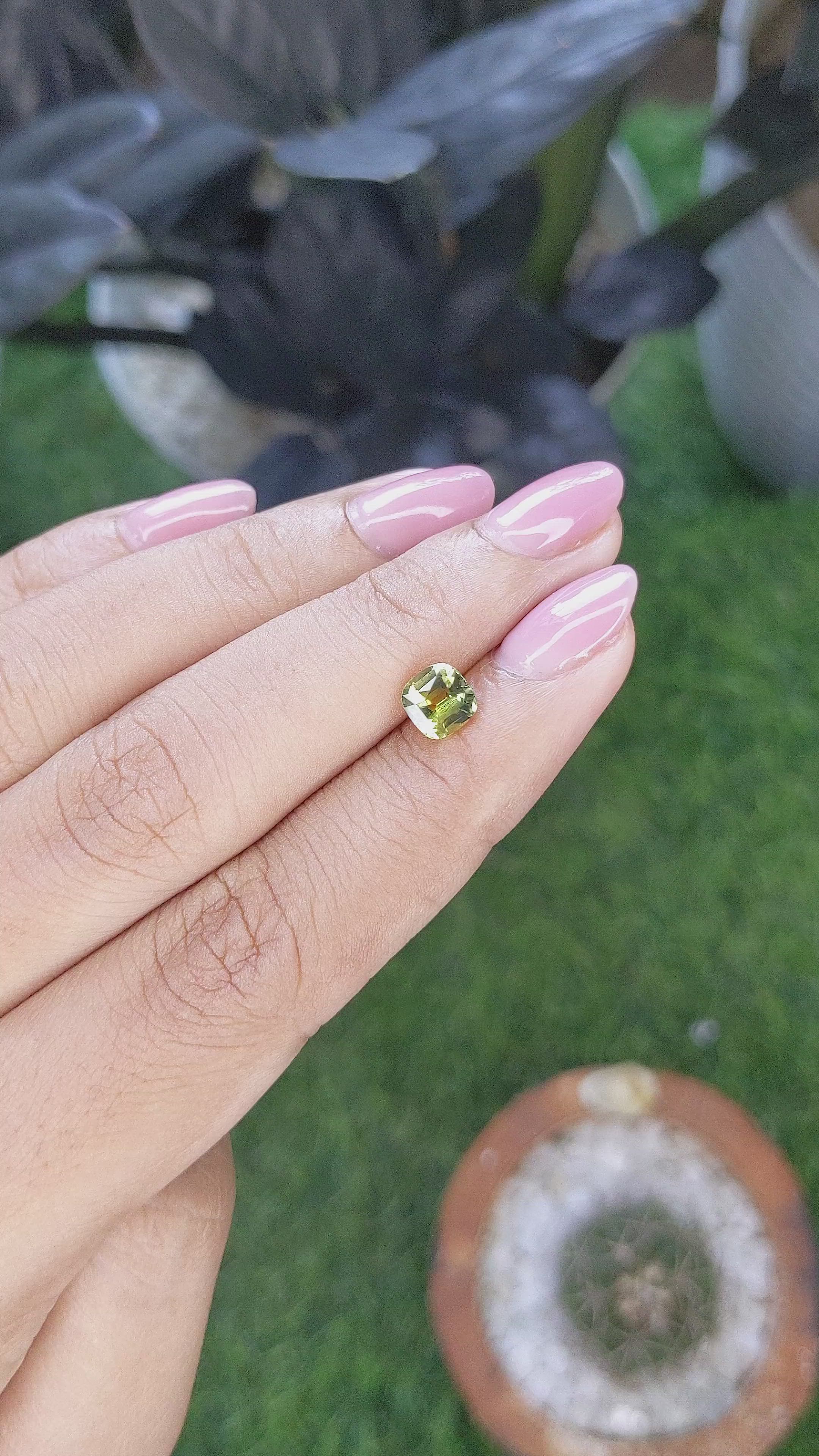 1.09 Ct. Yellowish Green Sapphire from Tanzania Size Video