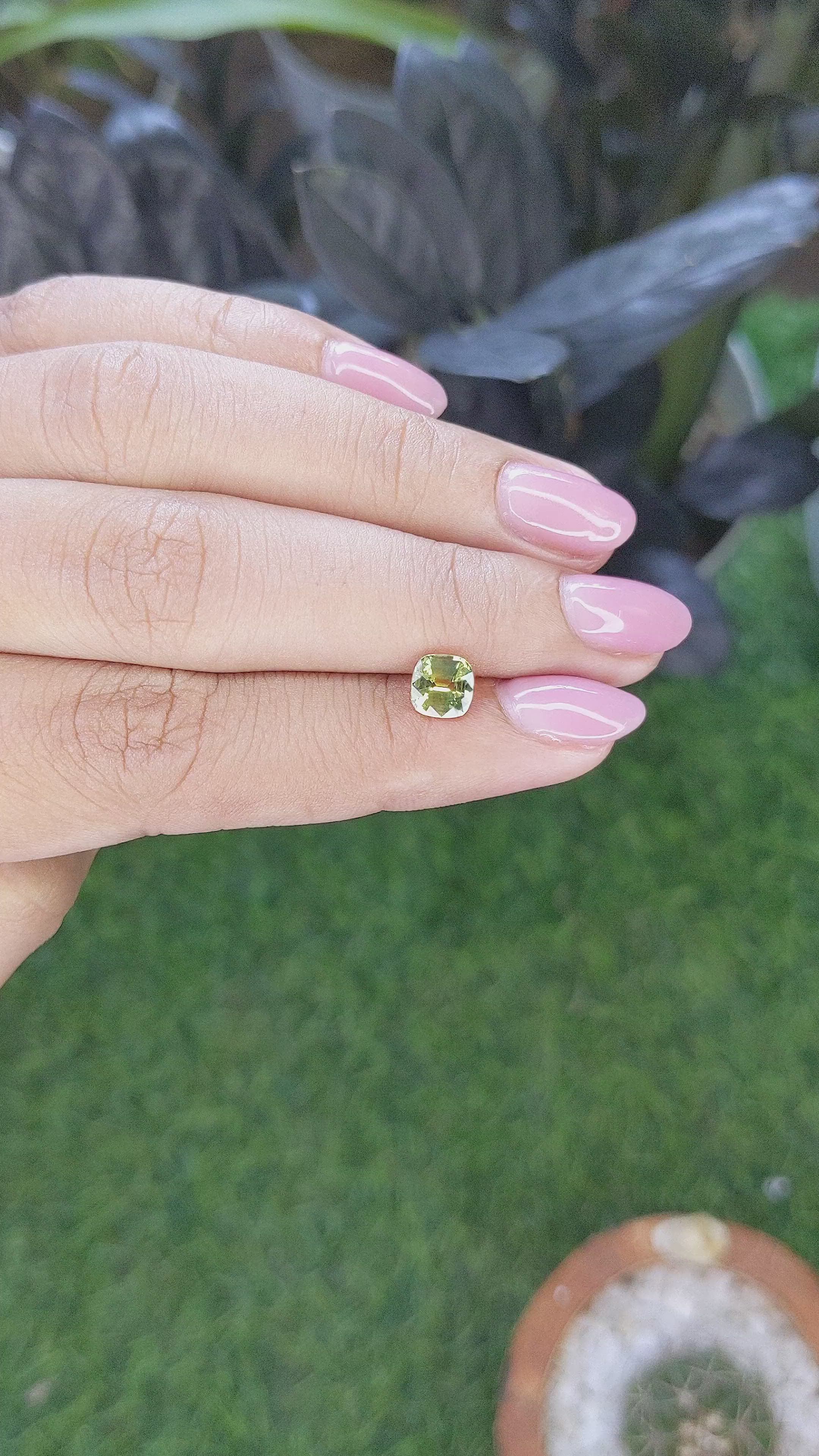 1.09 Ct. Yellowish Green Sapphire from Tanzania Size Video