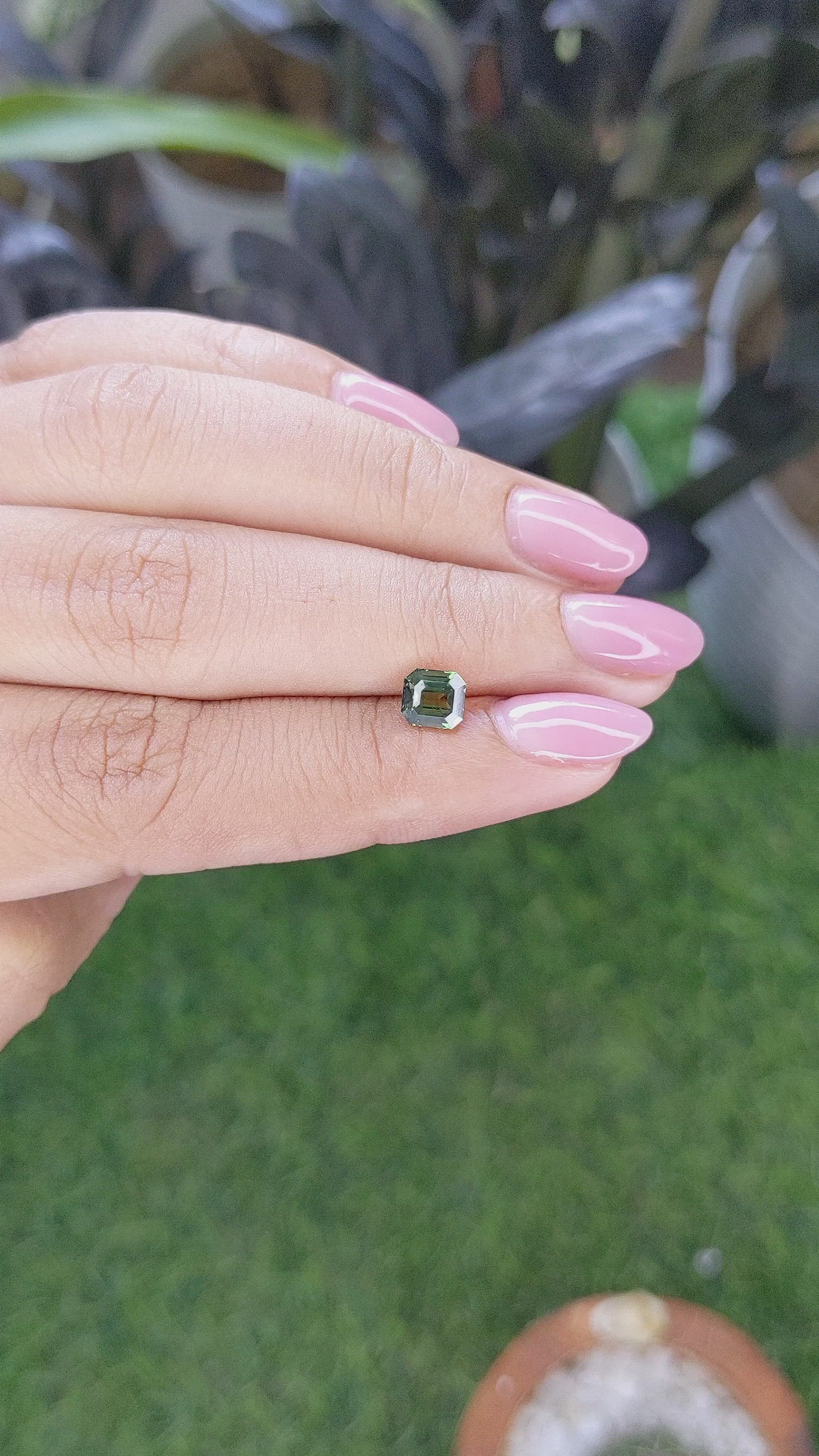 1.12 Ct. Green Sapphire from Tanzania Size Video