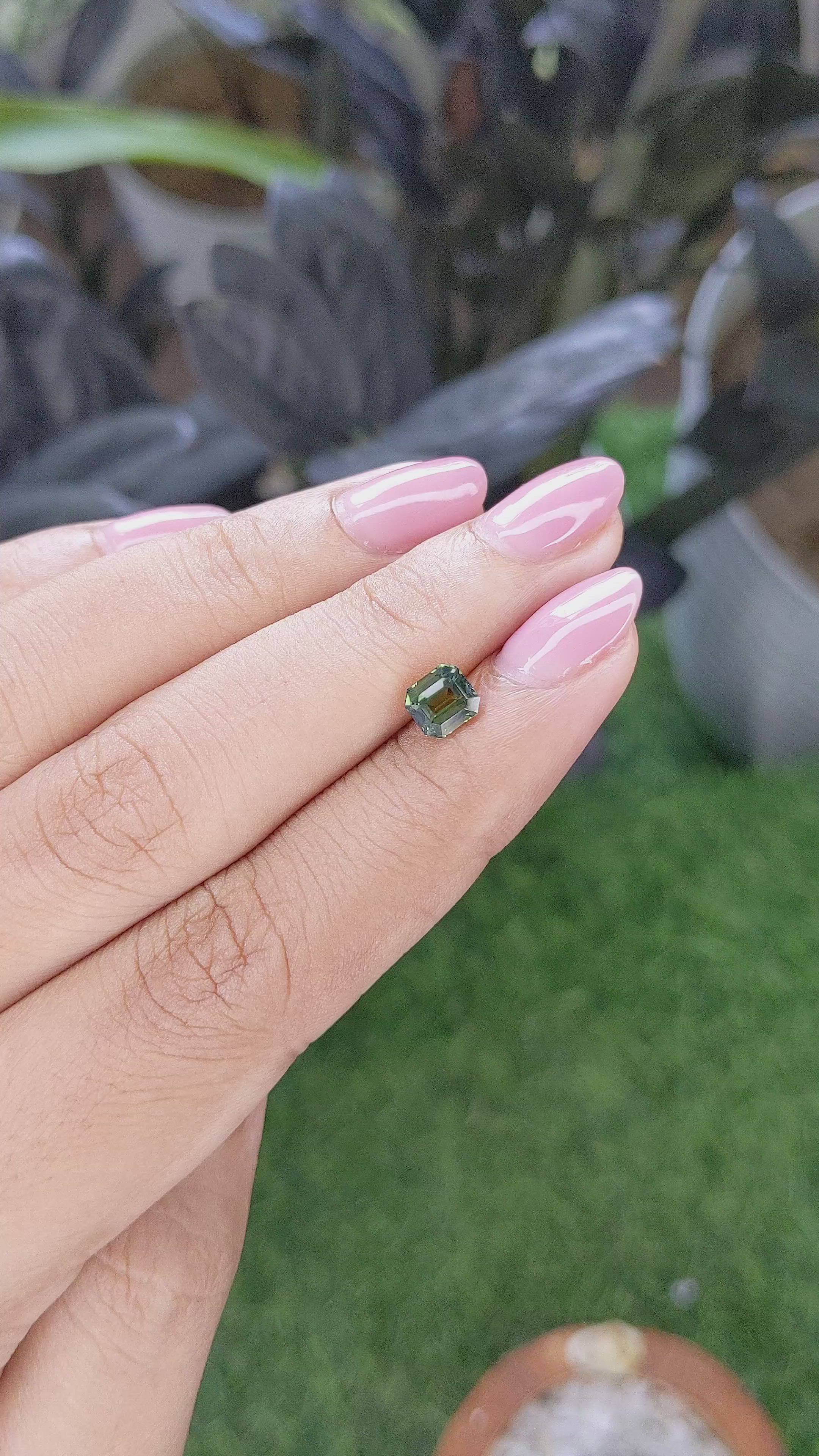 1.12 Ct. Green Sapphire from Tanzania Size Video