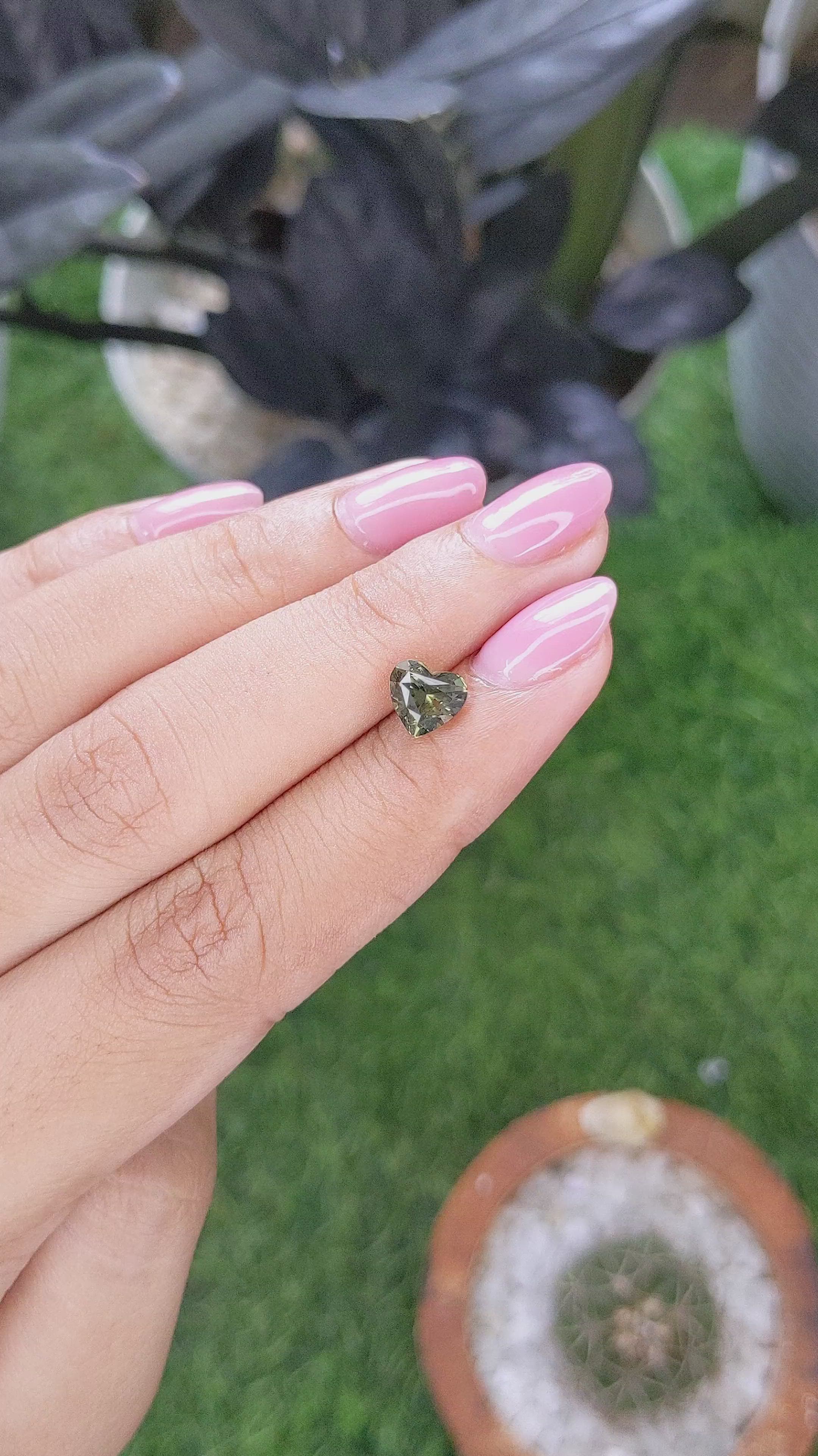 1.64 Ct. Yellowish Green Sapphire from Tanzania Size Video