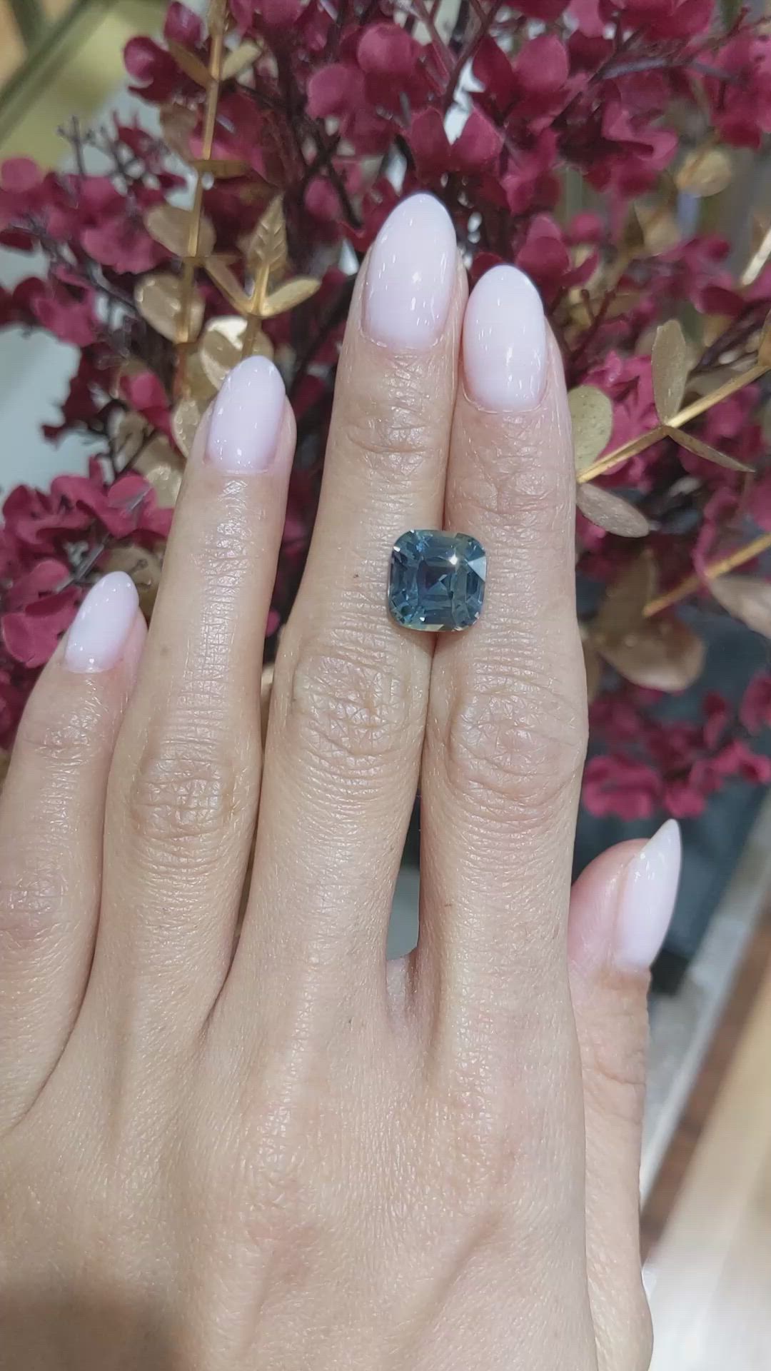 6.06 Ct. Greenish Blue Sapphire from Tanzania Size Video