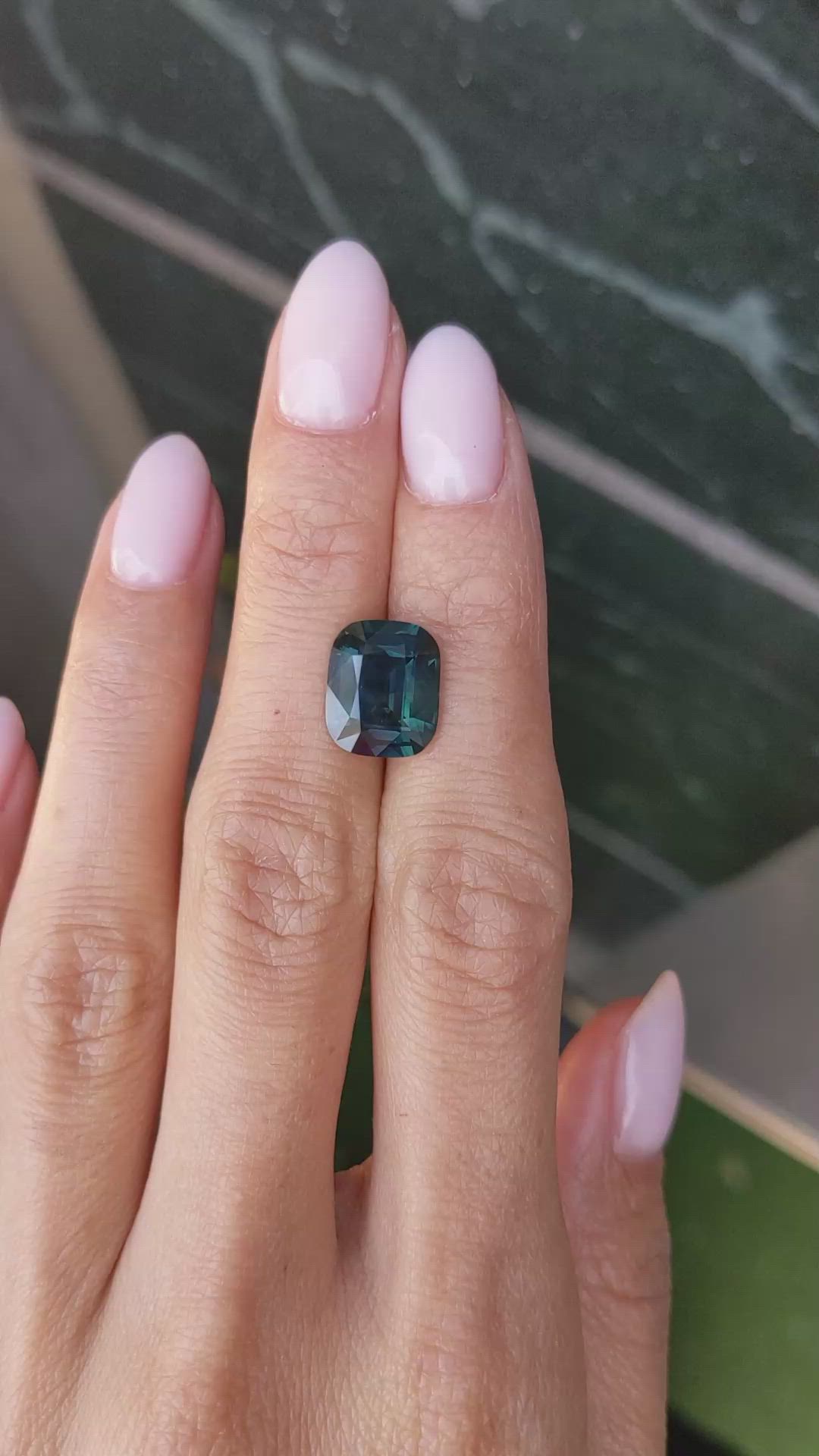 5.57 Ct. Bluish Green Sapphire from Madagascar Size Video