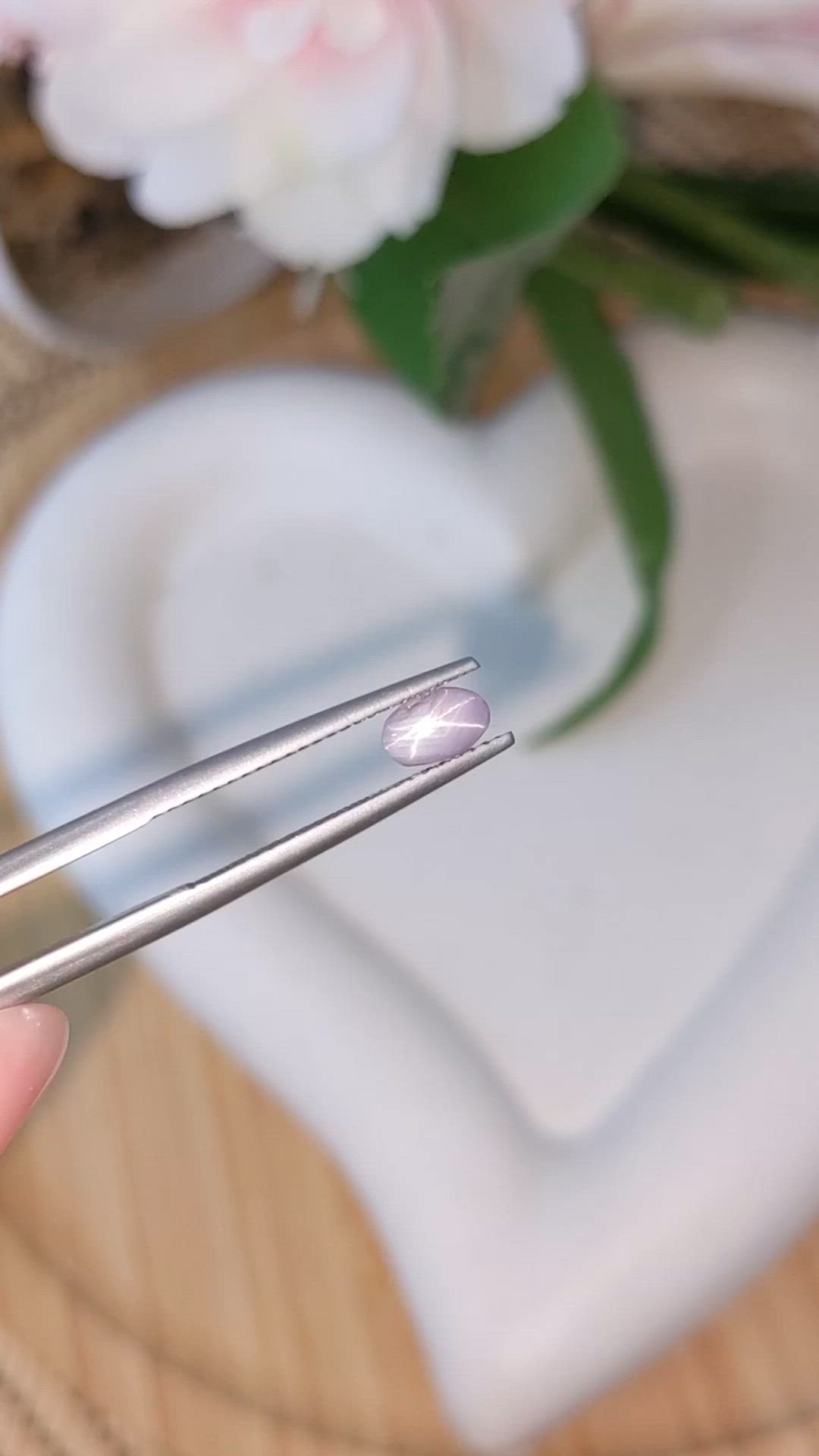 0.85 Ct. Purple Cabochon Star Sapphire from Ceylon (Sri Lanka) Size Video