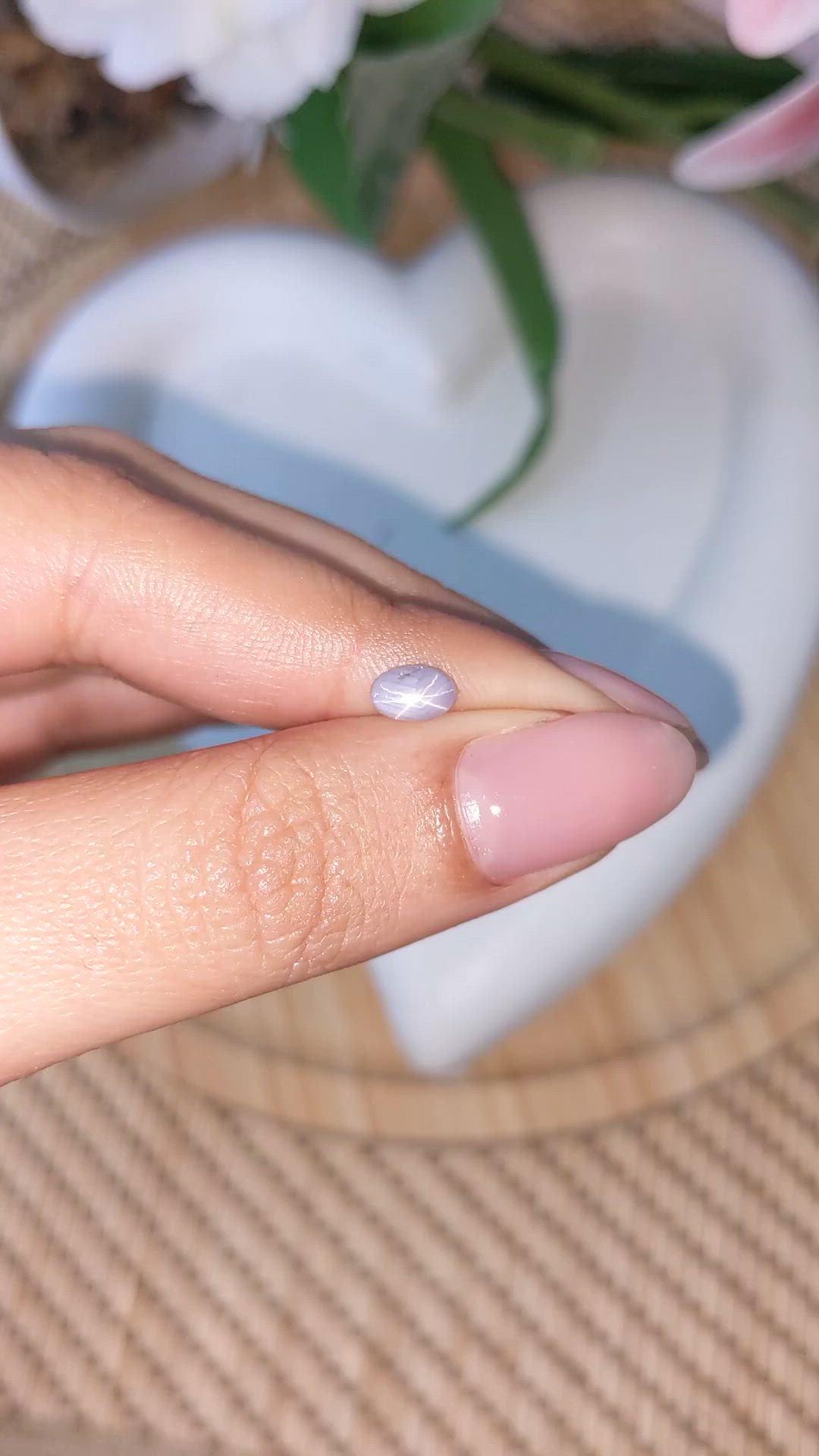 0.85 Ct. Purple Cabochon Star Sapphire from Ceylon (Sri Lanka) Size Video