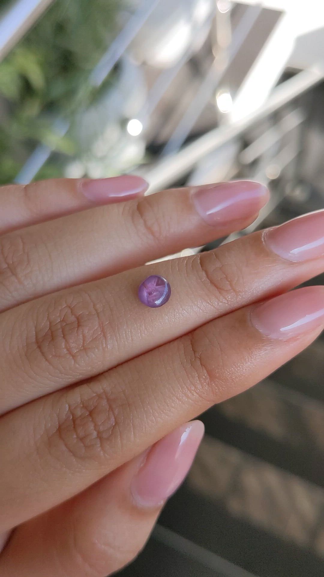 0.89 Ct. Pinkish Purple Cabochon Star Sapphire from Ceylon (Sri Lanka) Size Video