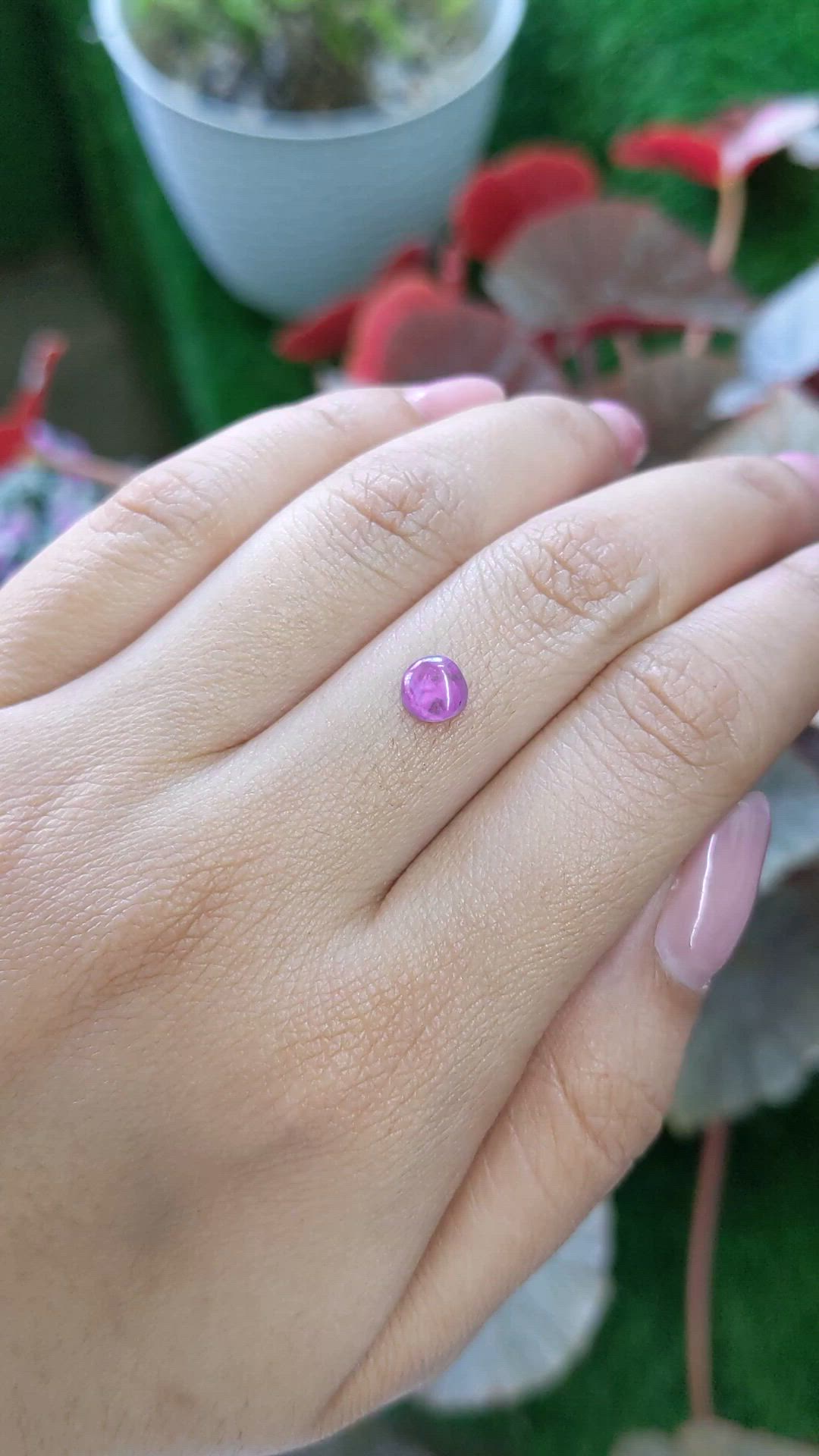 0.89 Ct. Pinkish Purple Cabochon Star Sapphire from Ceylon (Sri Lanka) Size Video