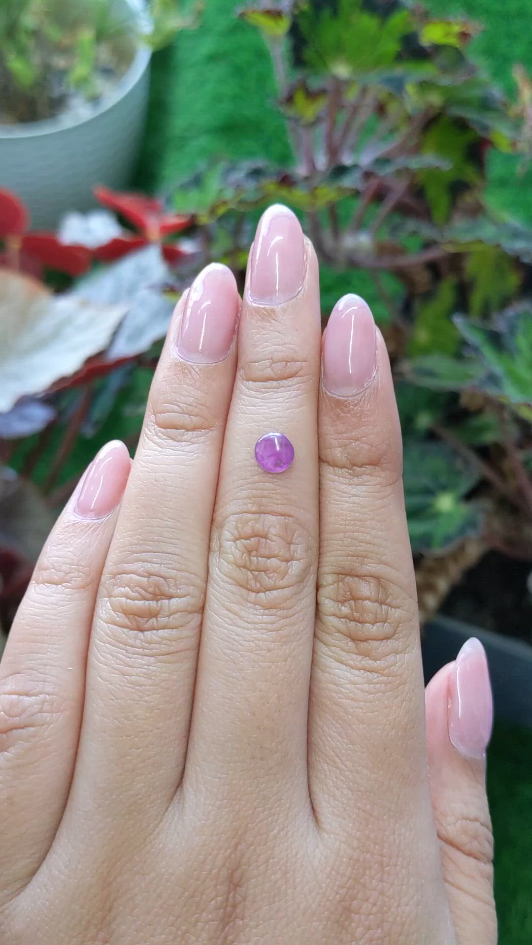 0.89 Ct. Pinkish Purple Cabochon Star Sapphire from Ceylon (Sri Lanka) Size Video