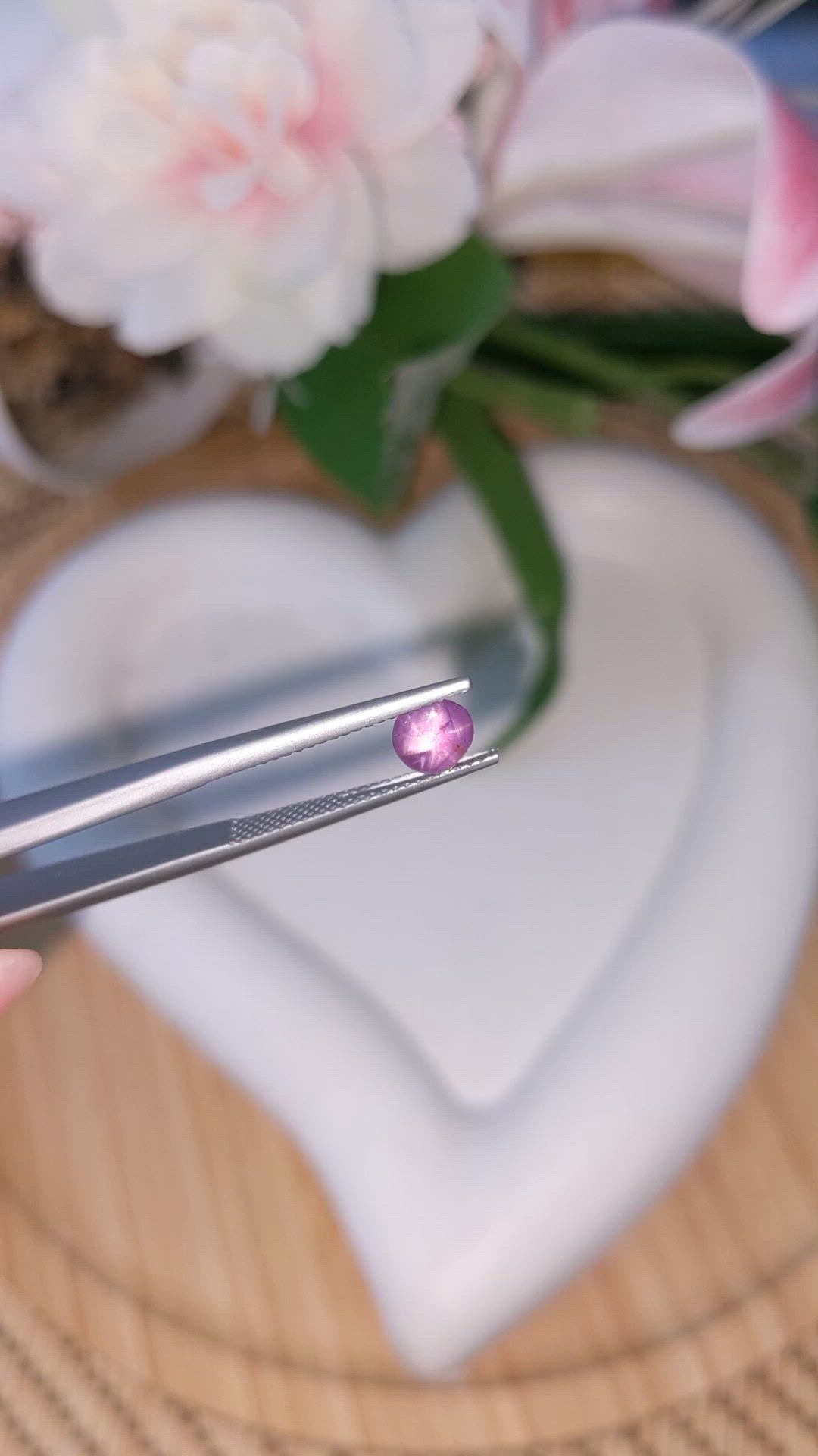 0.89 Ct. Pinkish Purple Cabochon Star Sapphire from Ceylon (Sri Lanka) Size Video