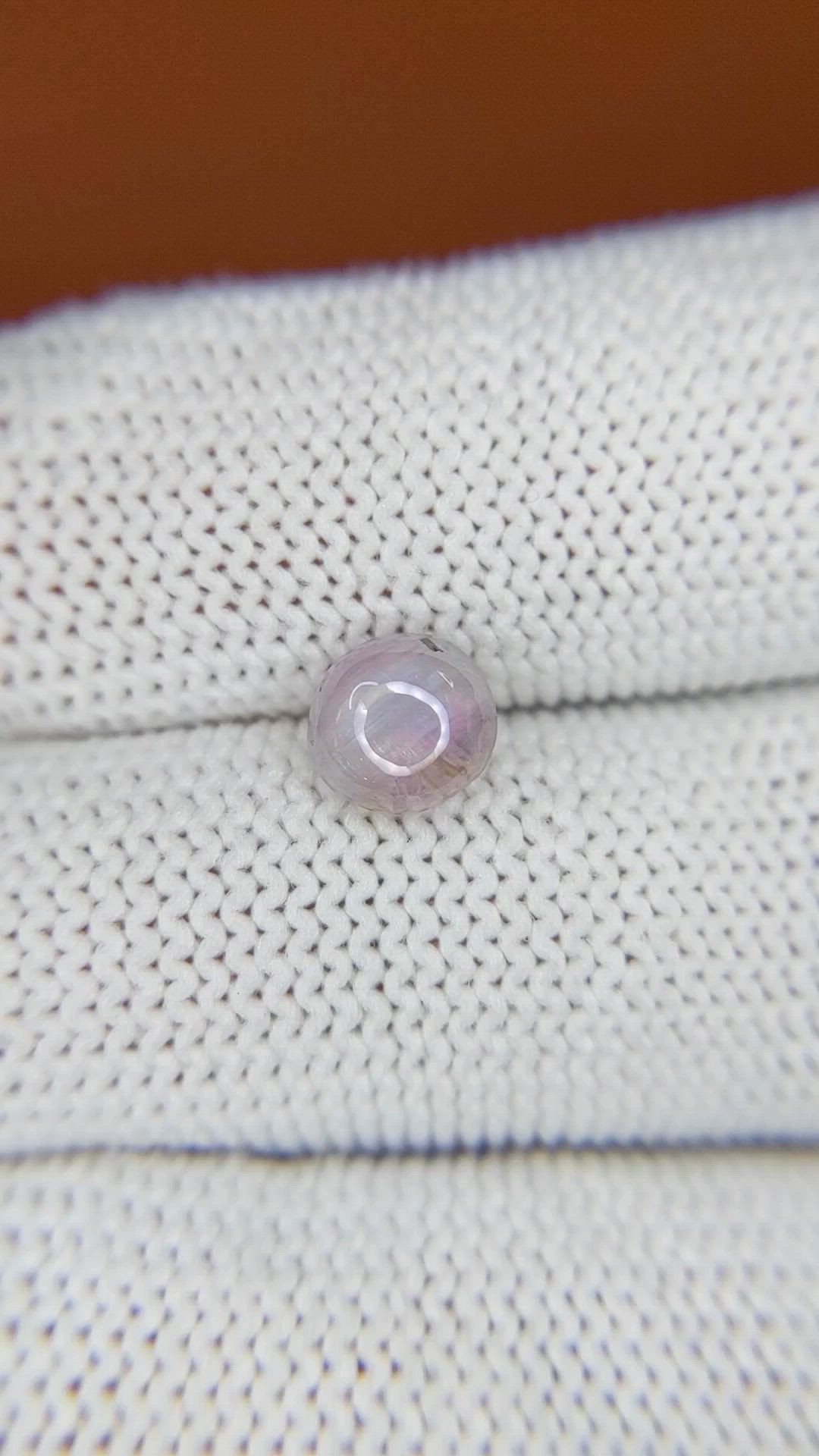 1.57 Ct. Purplish Pink Cabochon Star Sapphire from Ceylon (Sri Lanka) Size Video
