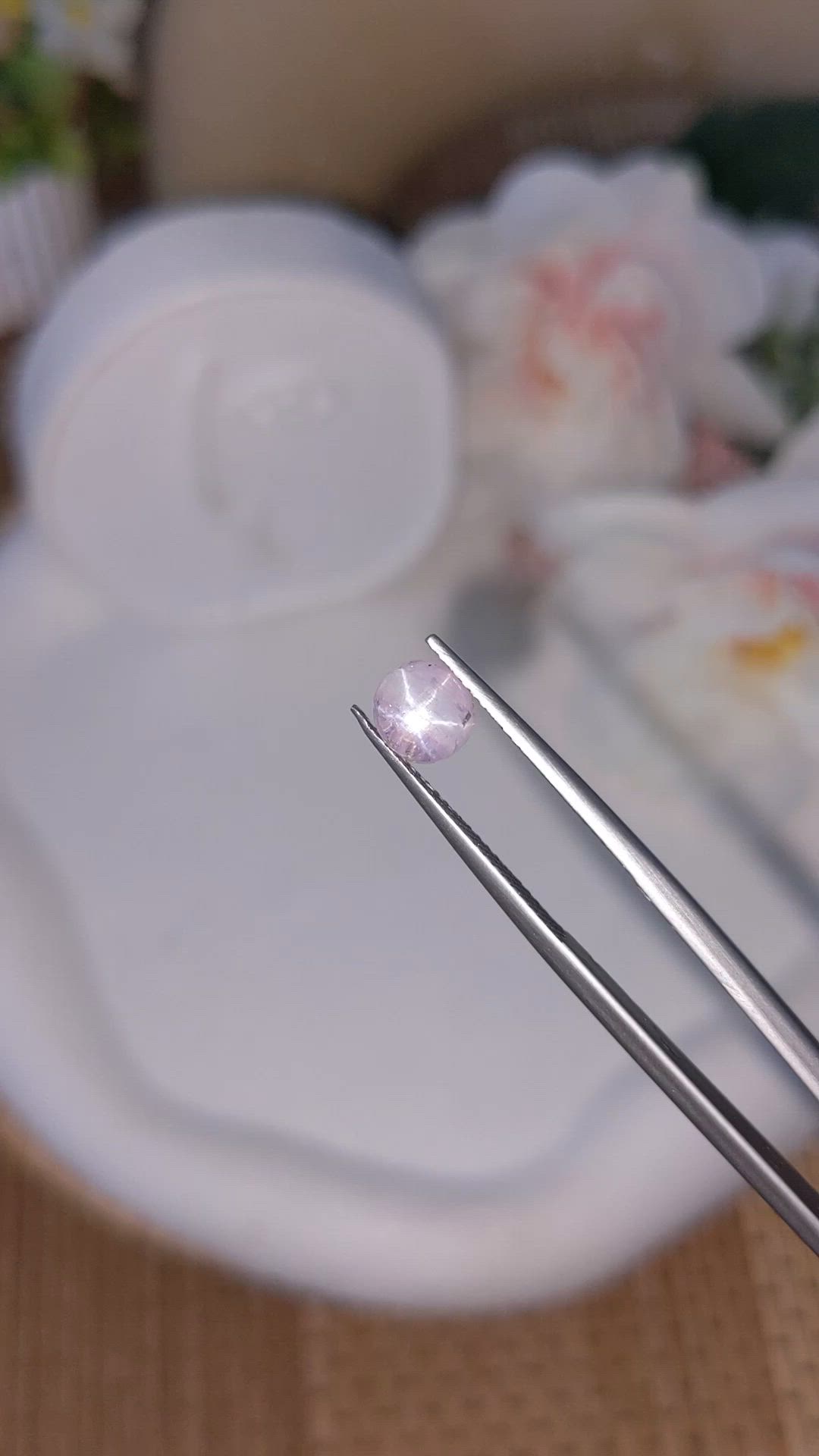1.57 Ct. Purplish Pink Cabochon Star Sapphire from Ceylon (Sri Lanka) Size Video
