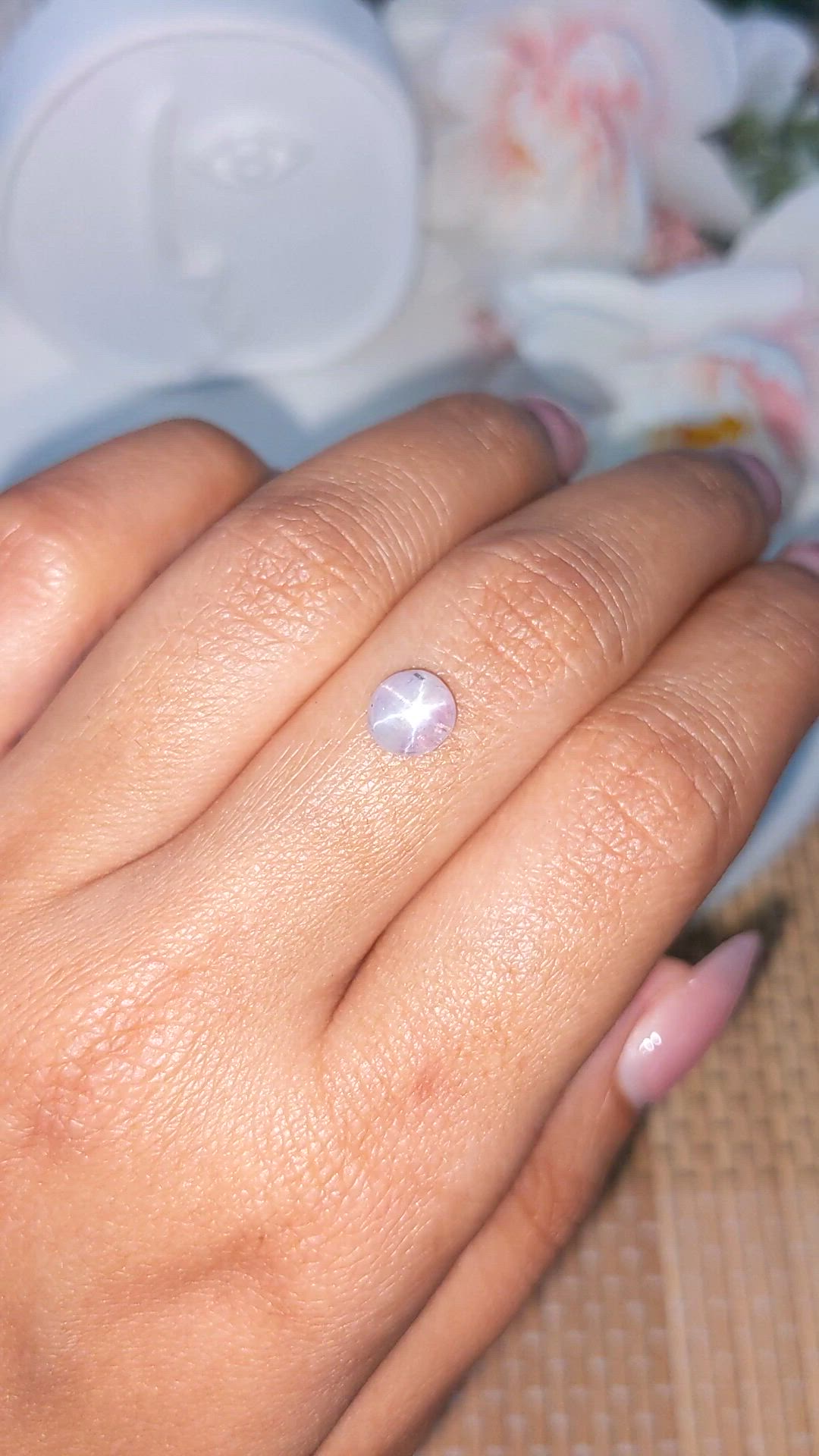 1.57 Ct. Purplish Pink Cabochon Star Sapphire from Ceylon (Sri Lanka) Size Video