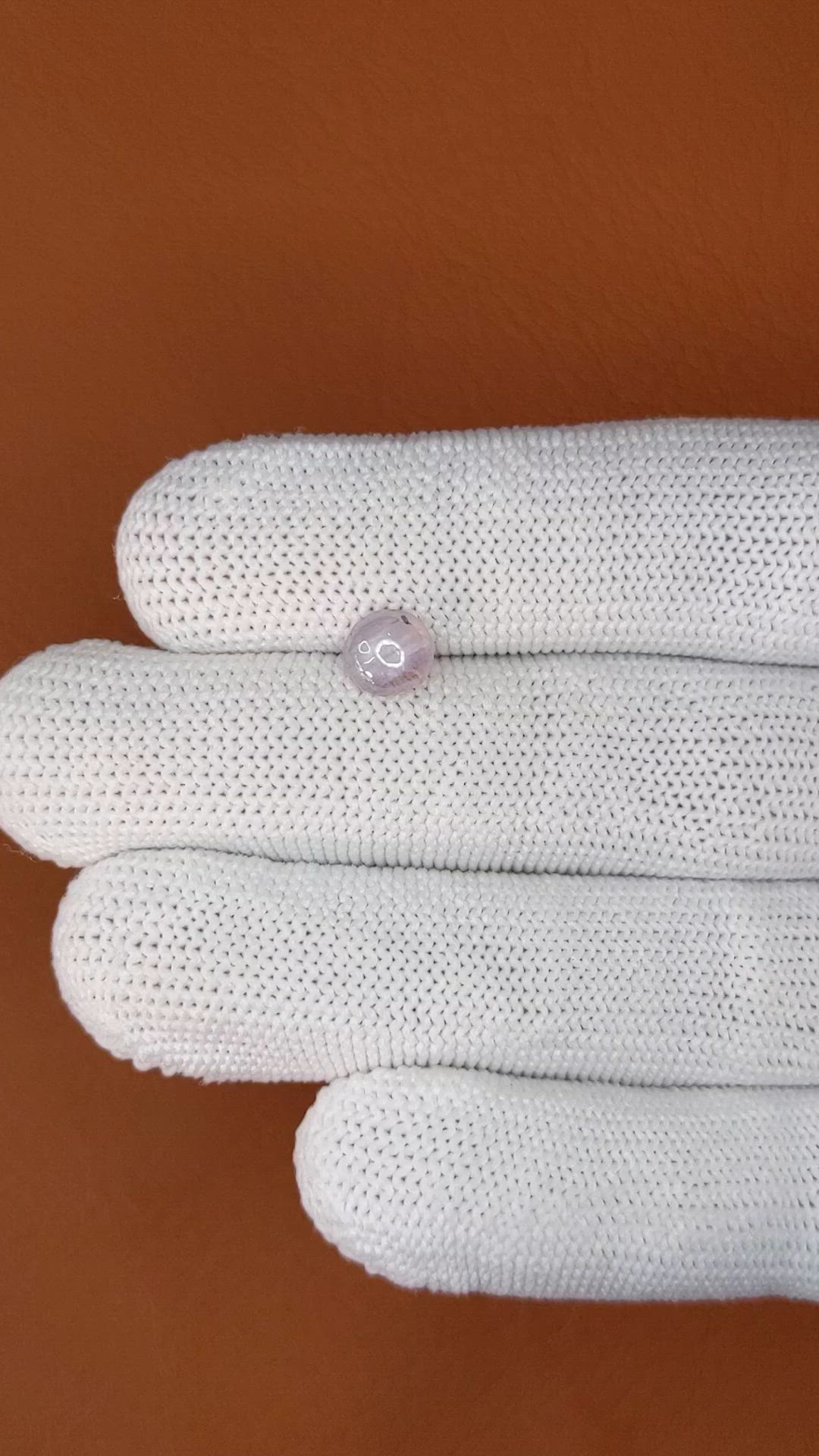 1.57 Ct. Purplish Pink Cabochon Star Sapphire from Ceylon (Sri Lanka) Size Video