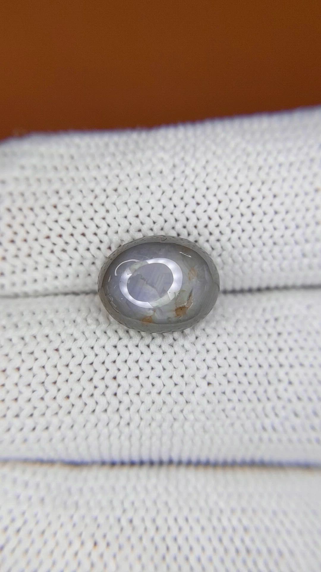 6.13 Ct. Greyish Blue Cabochon Star Sapphire from Ceylon (Sri Lanka) Size Video