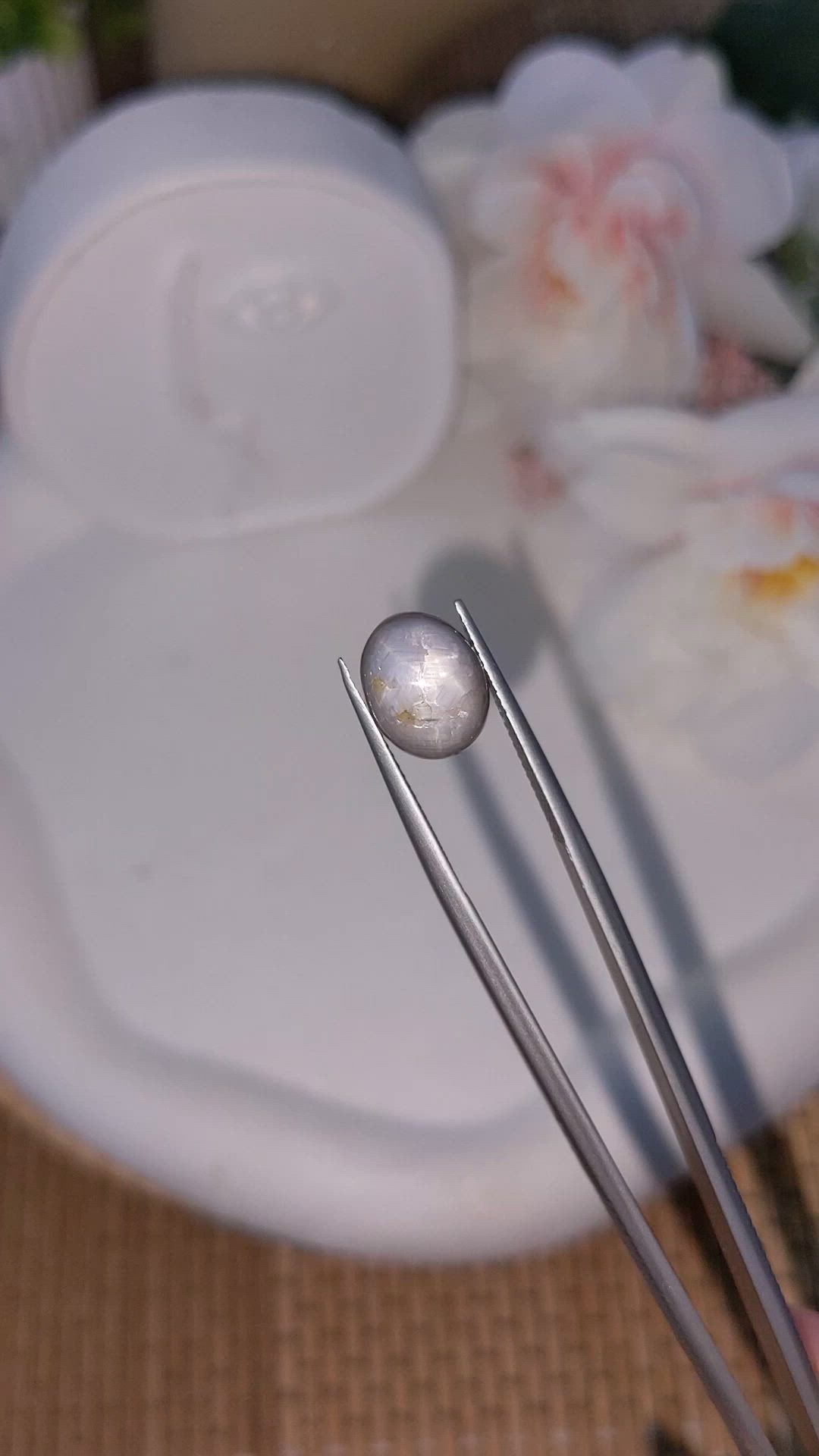 6.13 Ct. Greyish Blue Cabochon Star Sapphire from Ceylon (Sri Lanka) Size Video
