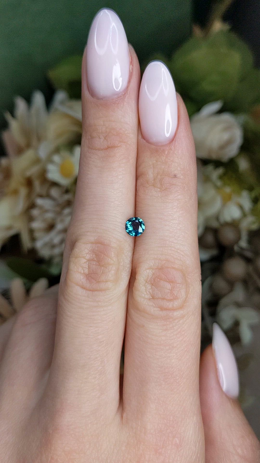 0.49 Ct. Greenish Blue Sapphire from Ceylon (Sri Lanka) Size Video