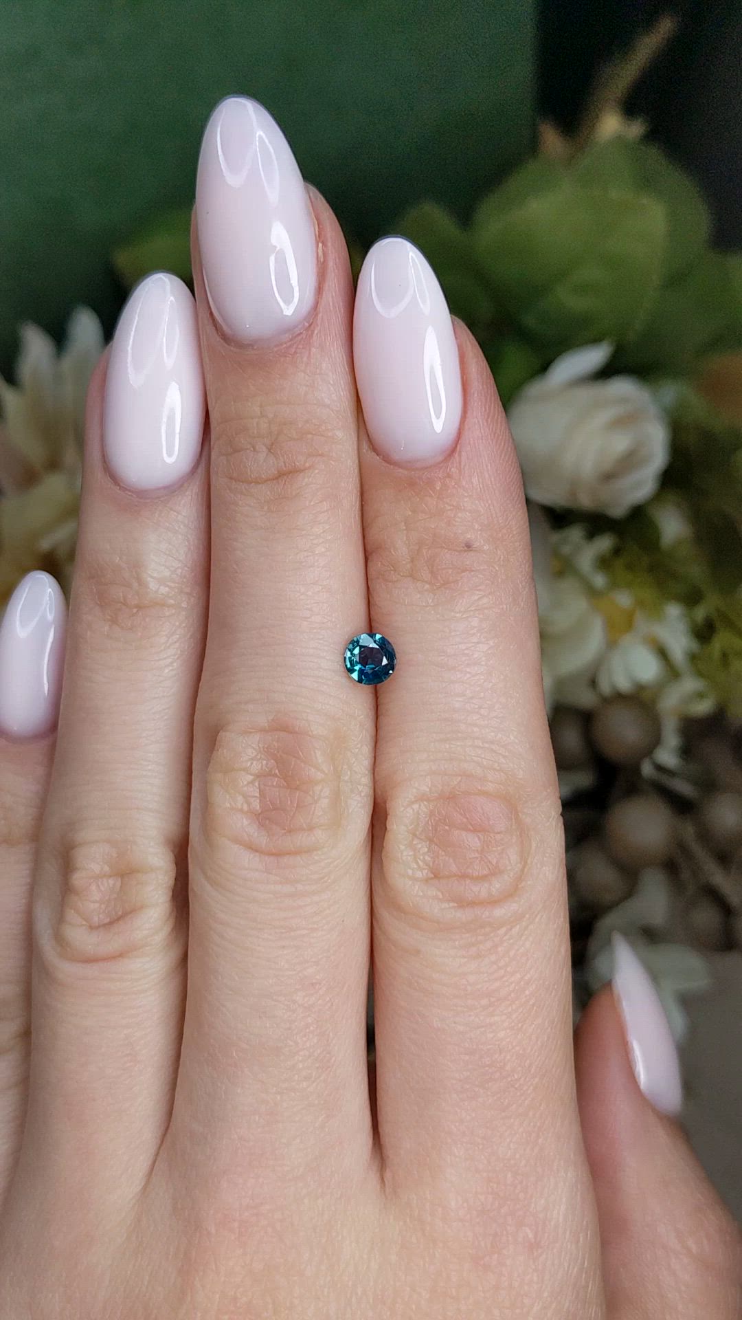 0.49 Ct. Greenish Blue Sapphire from Ceylon (Sri Lanka) Size Video