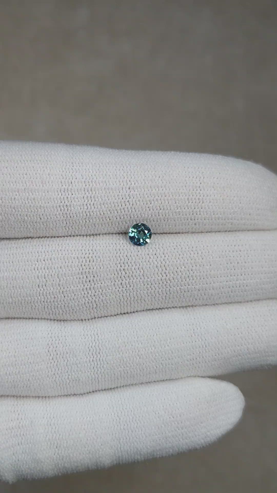 0.52 Ct. Greenish Blue Sapphire from Ceylon (Sri Lanka) Size Video